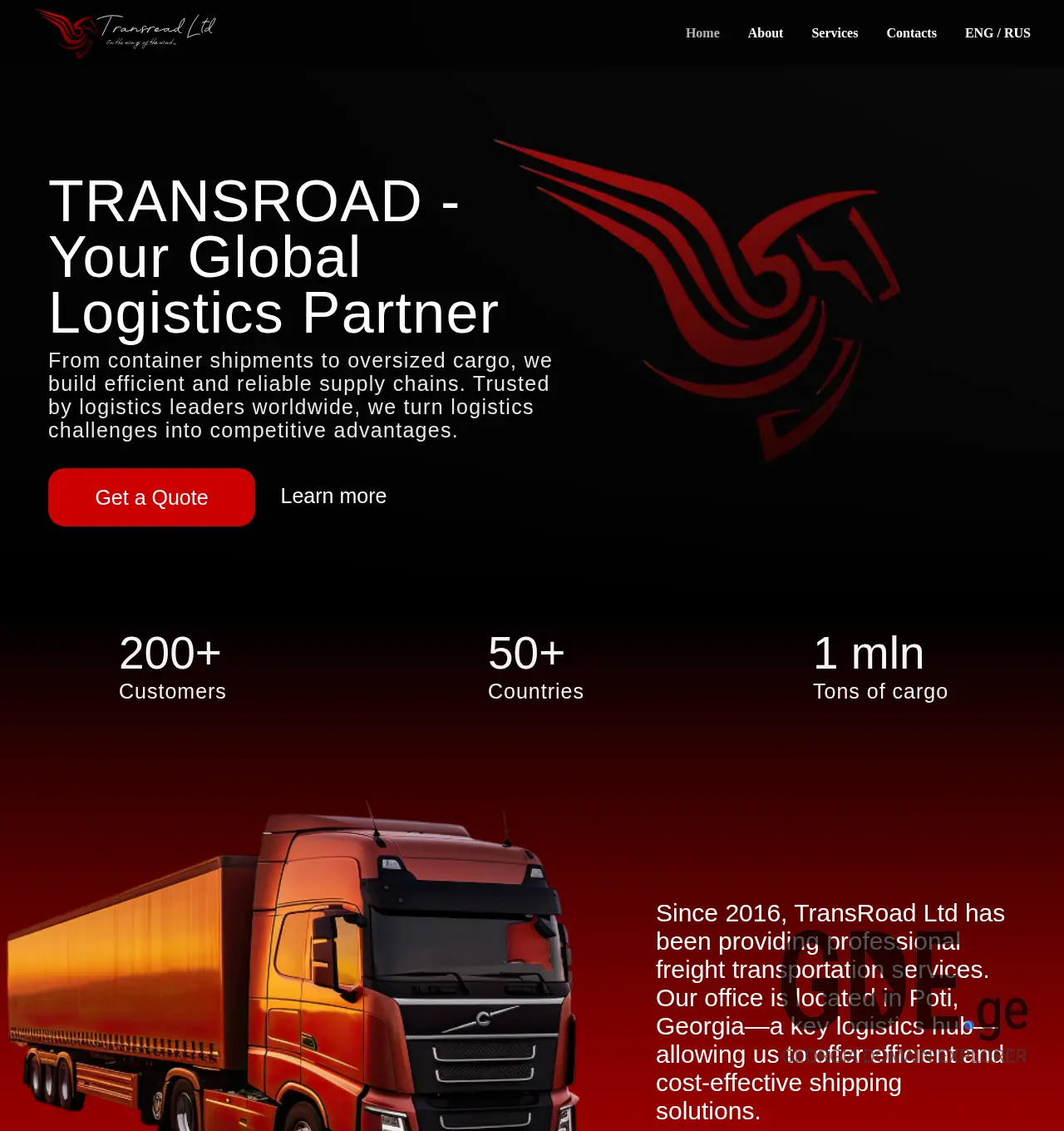 Screenshot of the site transroad.ge at 2025-12-03