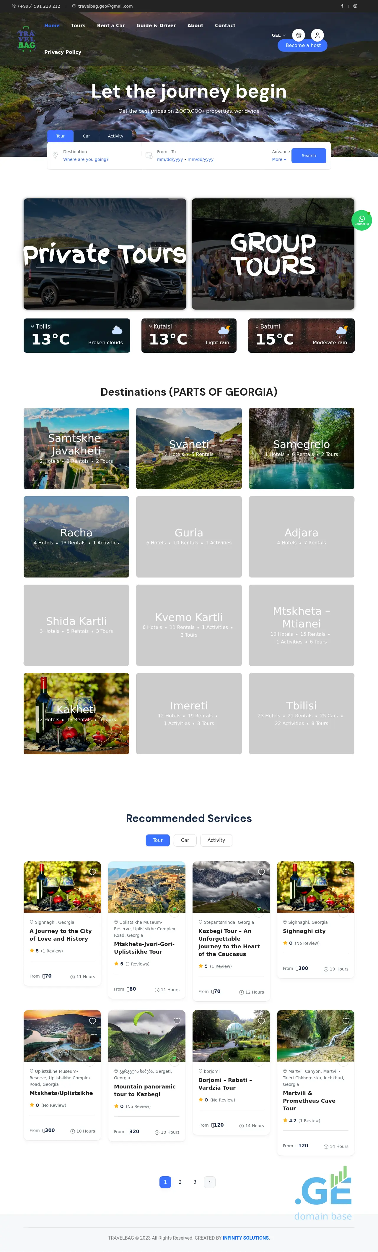 Screenshot of the site travelbag.ge