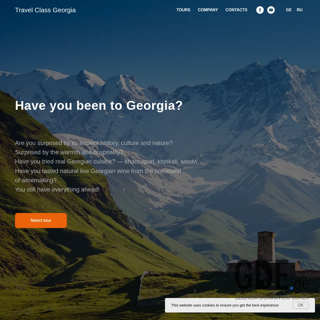 Screenshot of the site travelclass.ge at 2025-12-13