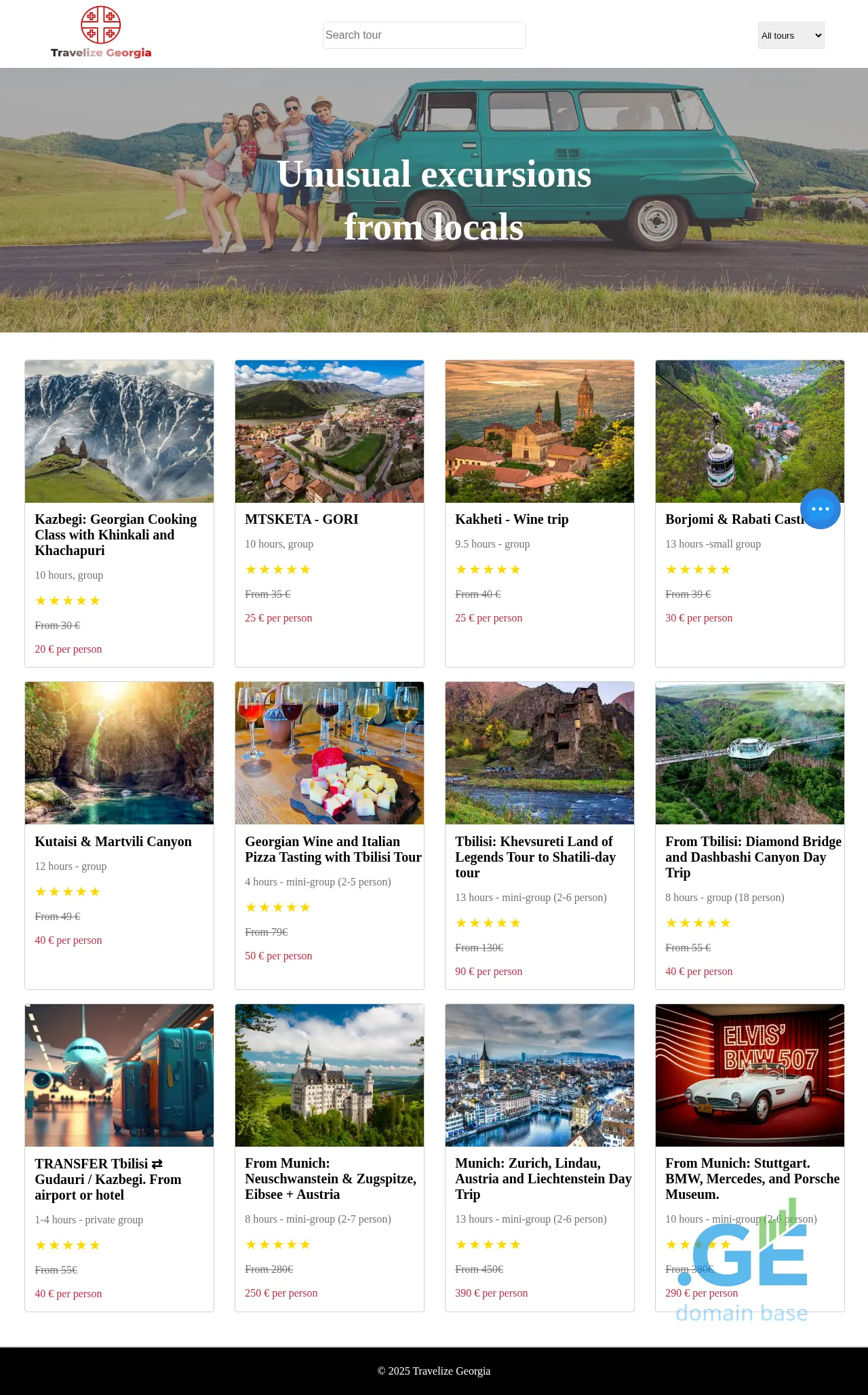 Screenshot of the site travelize.ge