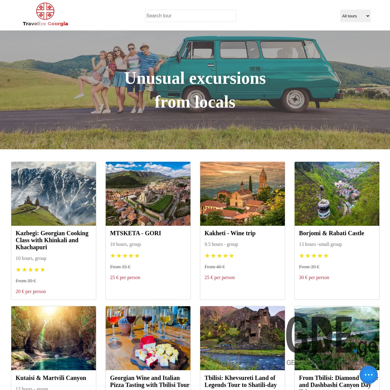 Screenshot of the site travelize.ge at 2025-12-13