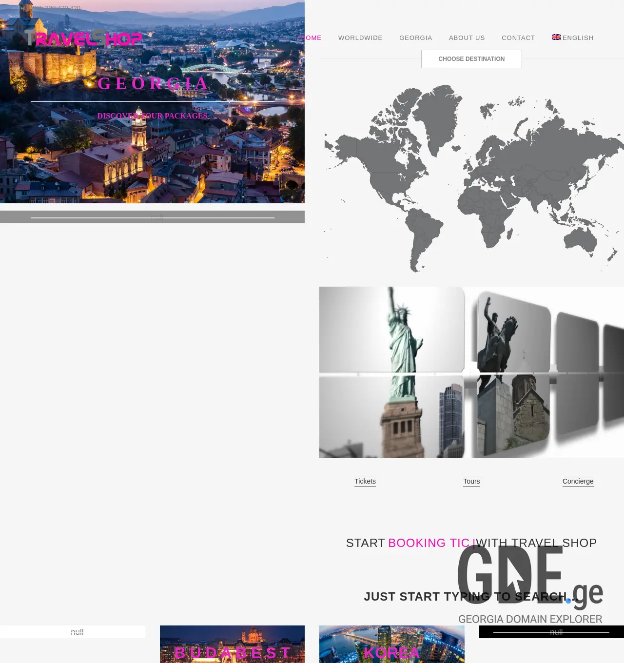 Screenshot of the site travelshop.ge at 2025-12-01