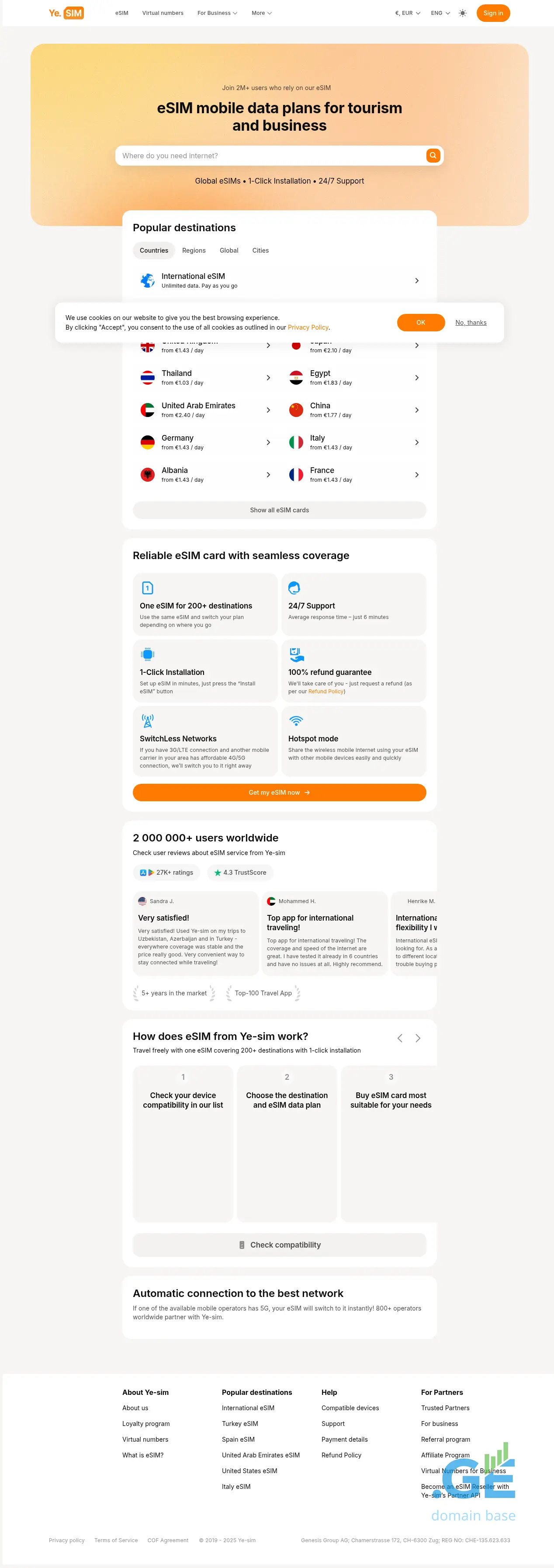Screenshot of the site travelsim.ge
