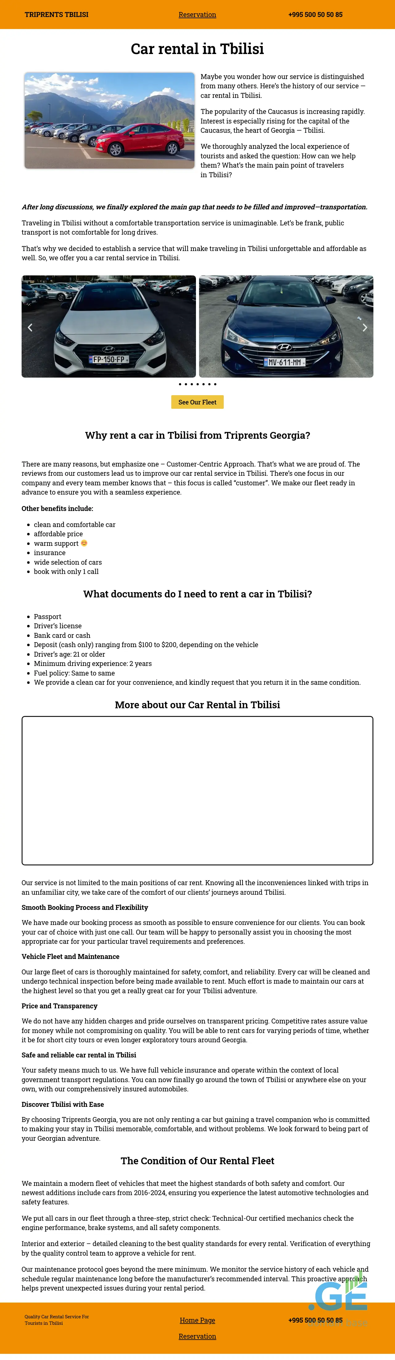 Screenshot of the site triprents.ge