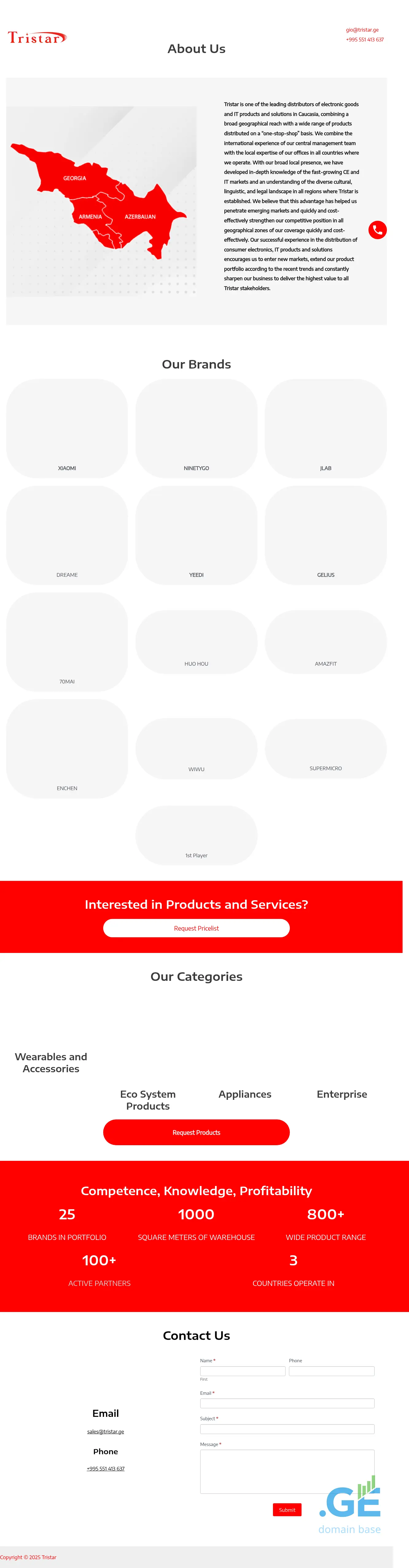 Screenshot of the site tristar.ge at 2025-10-13