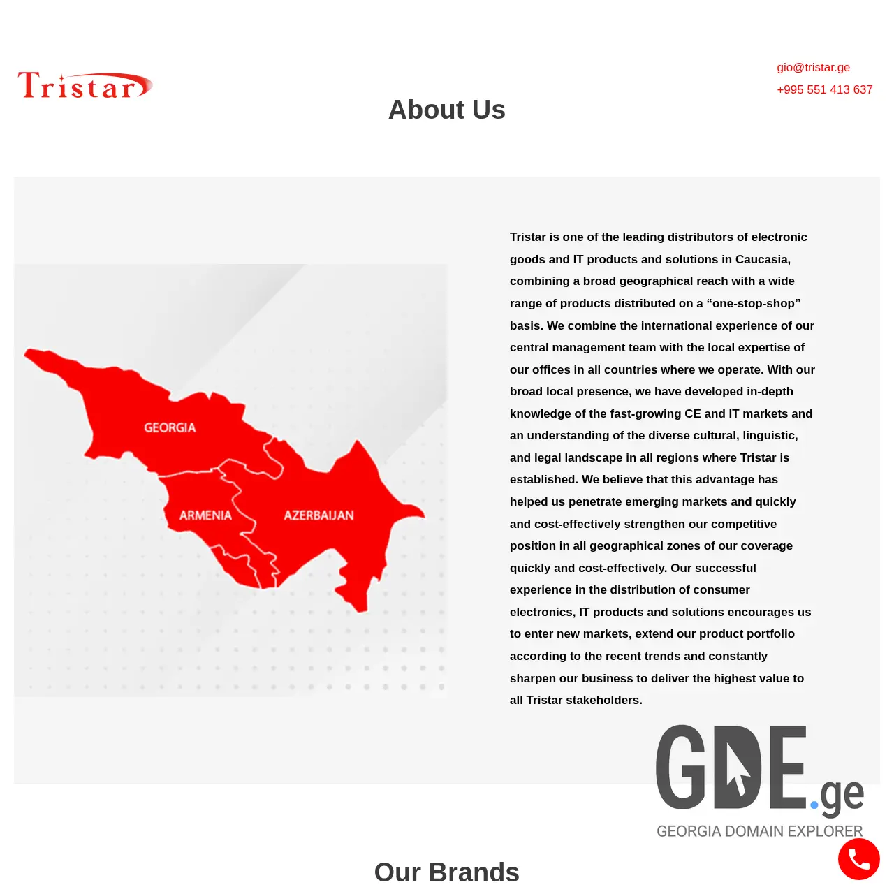 Screenshot of the site tristar.ge at 2025-12-13