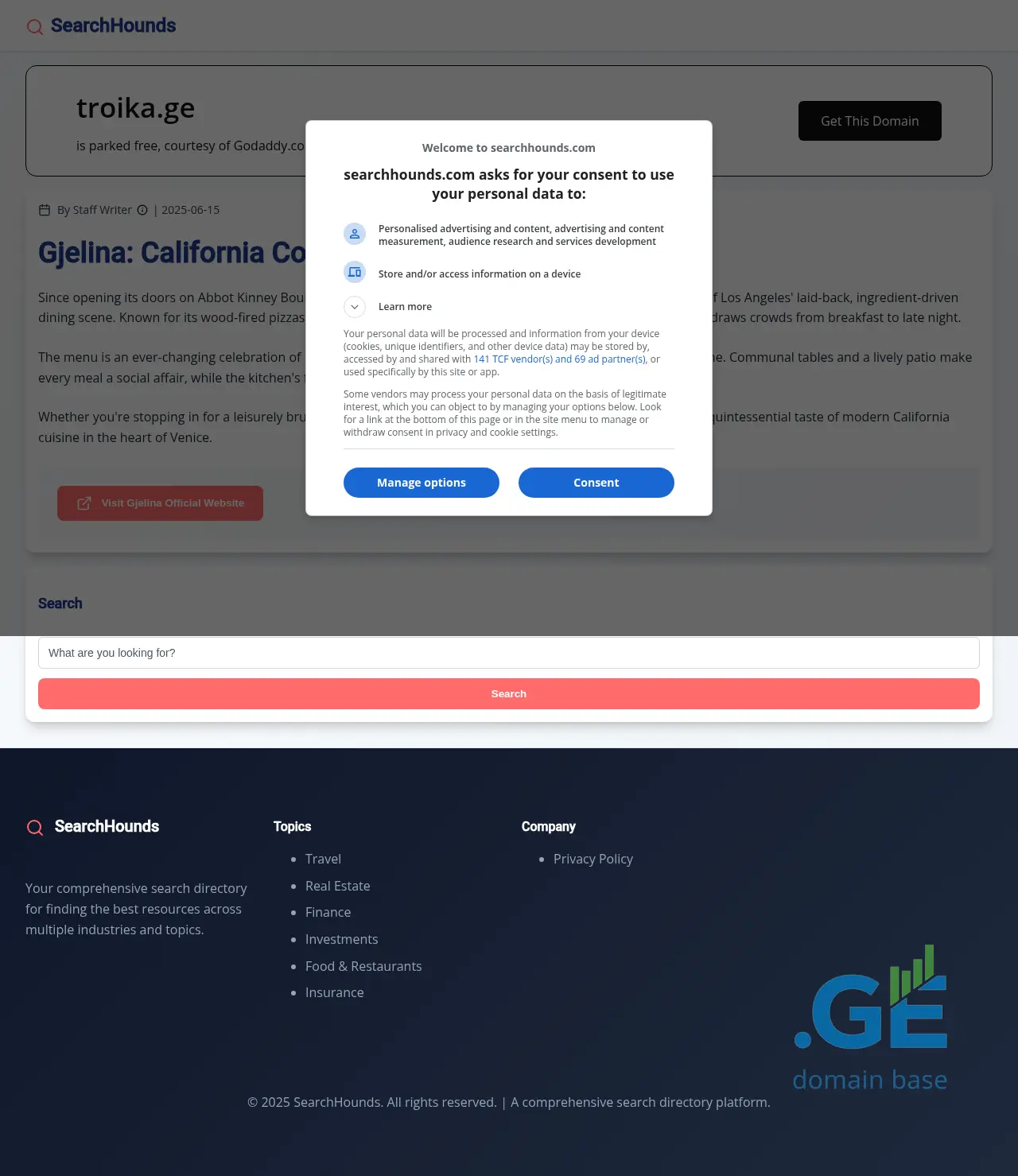 Screenshot of the site troika.ge