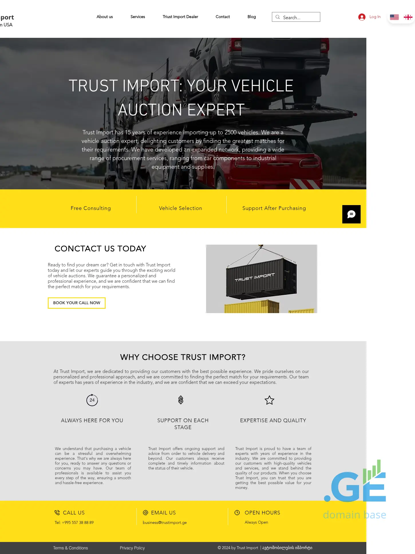 Screenshot of the site trustimport.ge