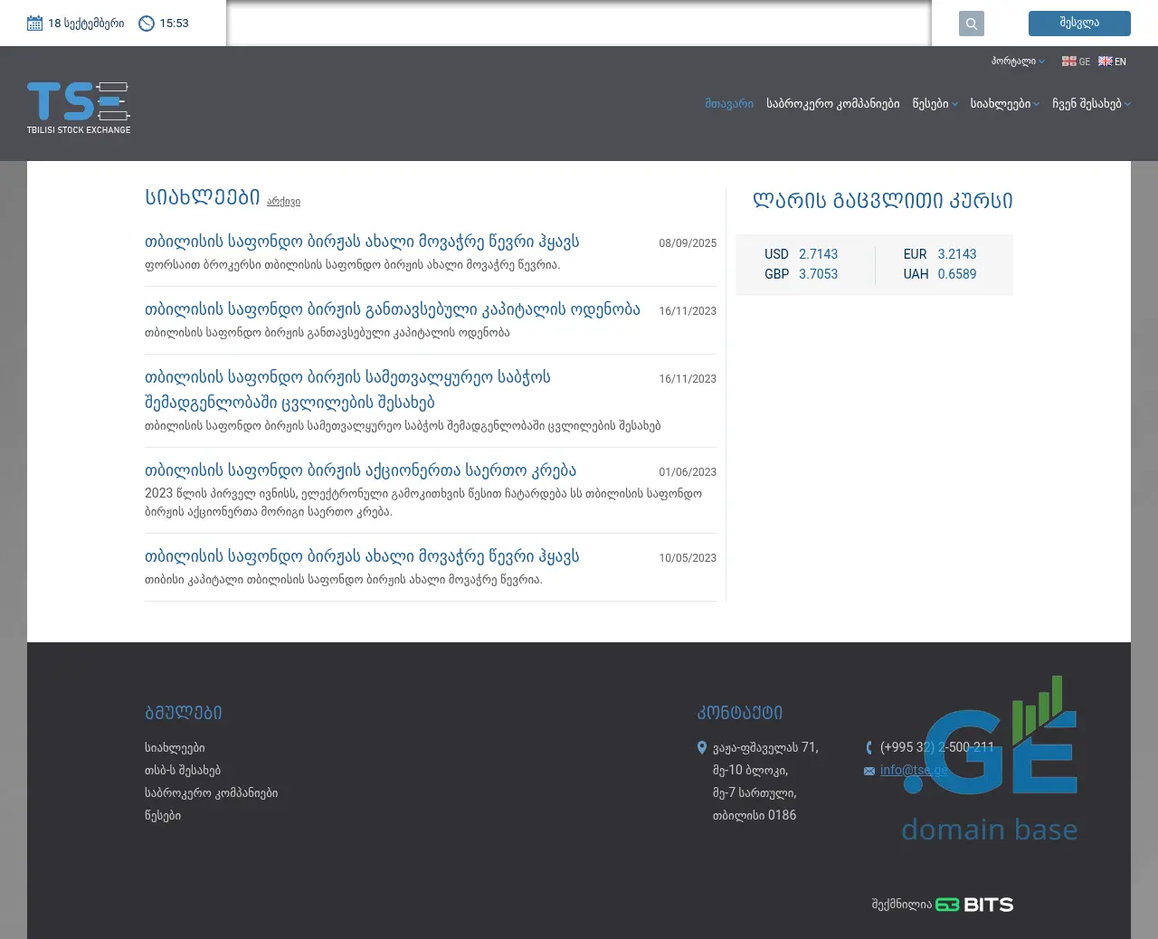 Screenshot of the site tse.ge