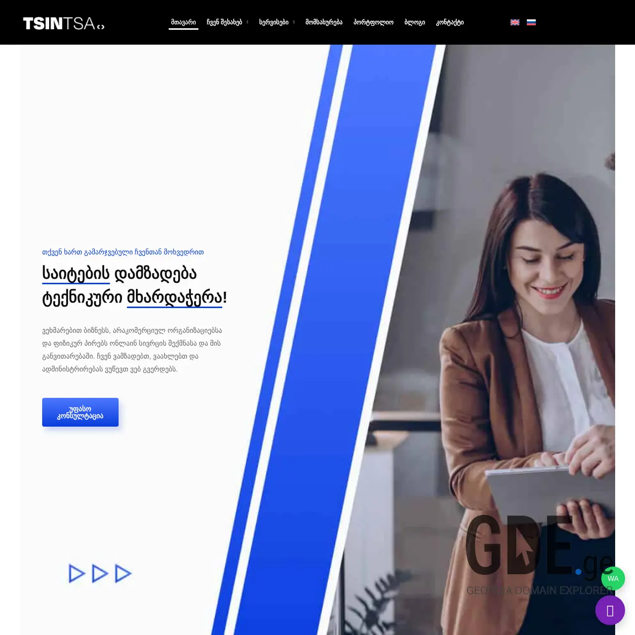 Screenshot of the site tsintsa.ge at 2025-12-13