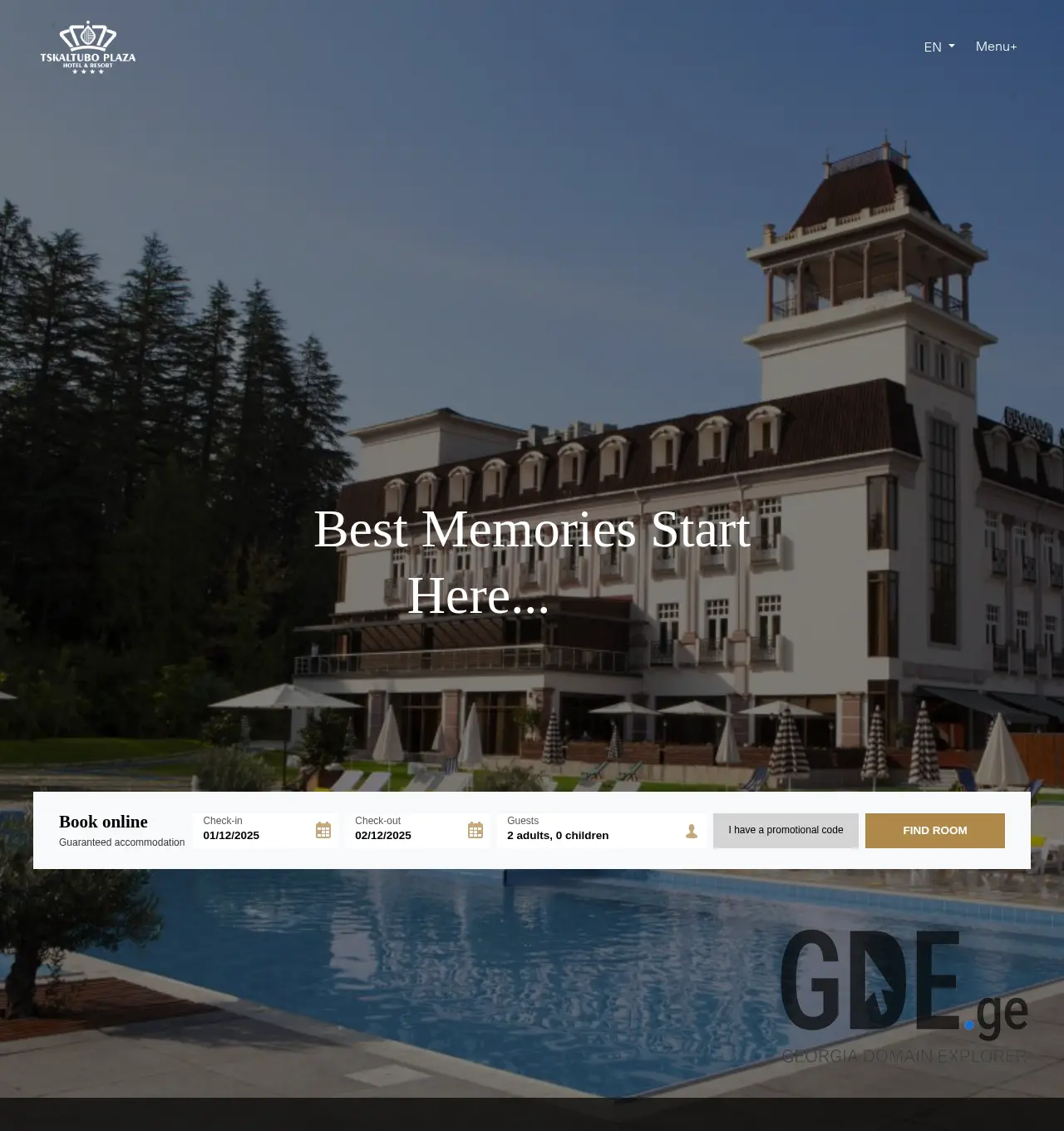 Screenshot of the site tskaltuboplaza.ge at 2025-12-01