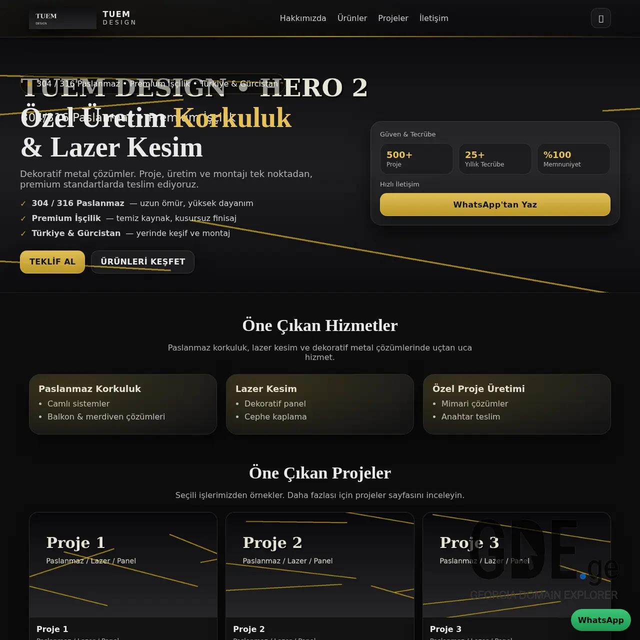 Screenshot of the site tuemdesing.ge at 2026-02-27