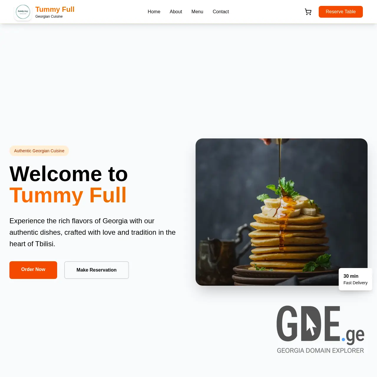 Screenshot of the site tummyfull.ge at 2025-12-14