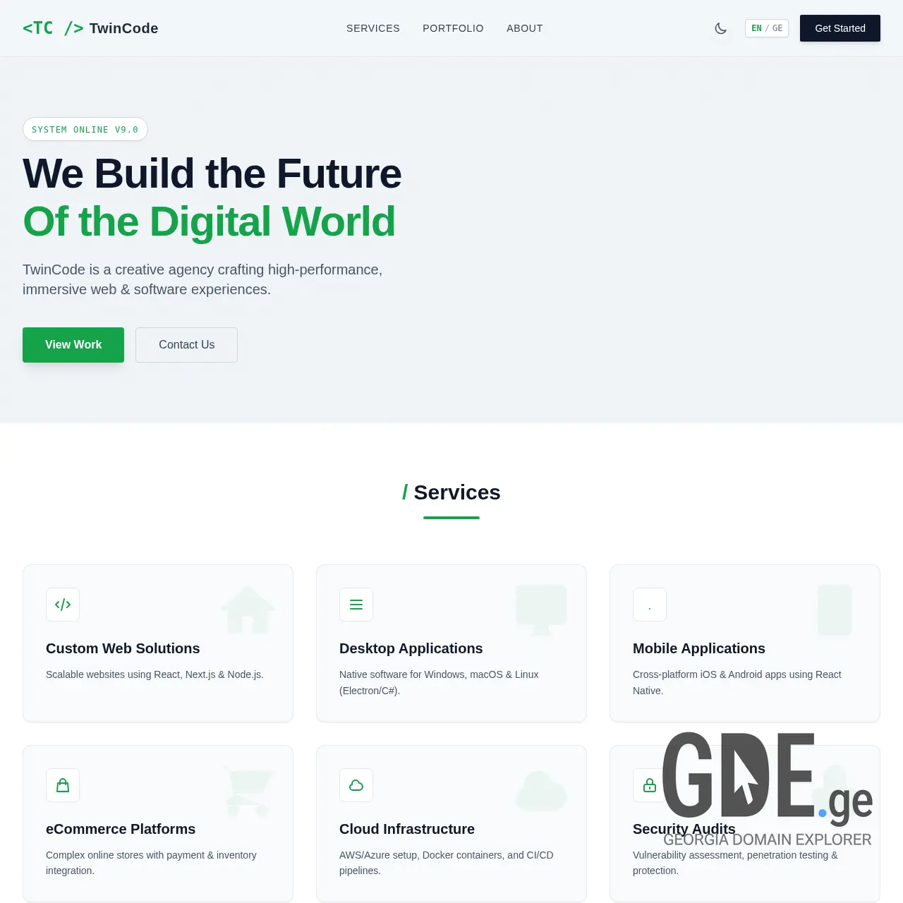 Screenshot of the site twincode.ge at 2026-01-31