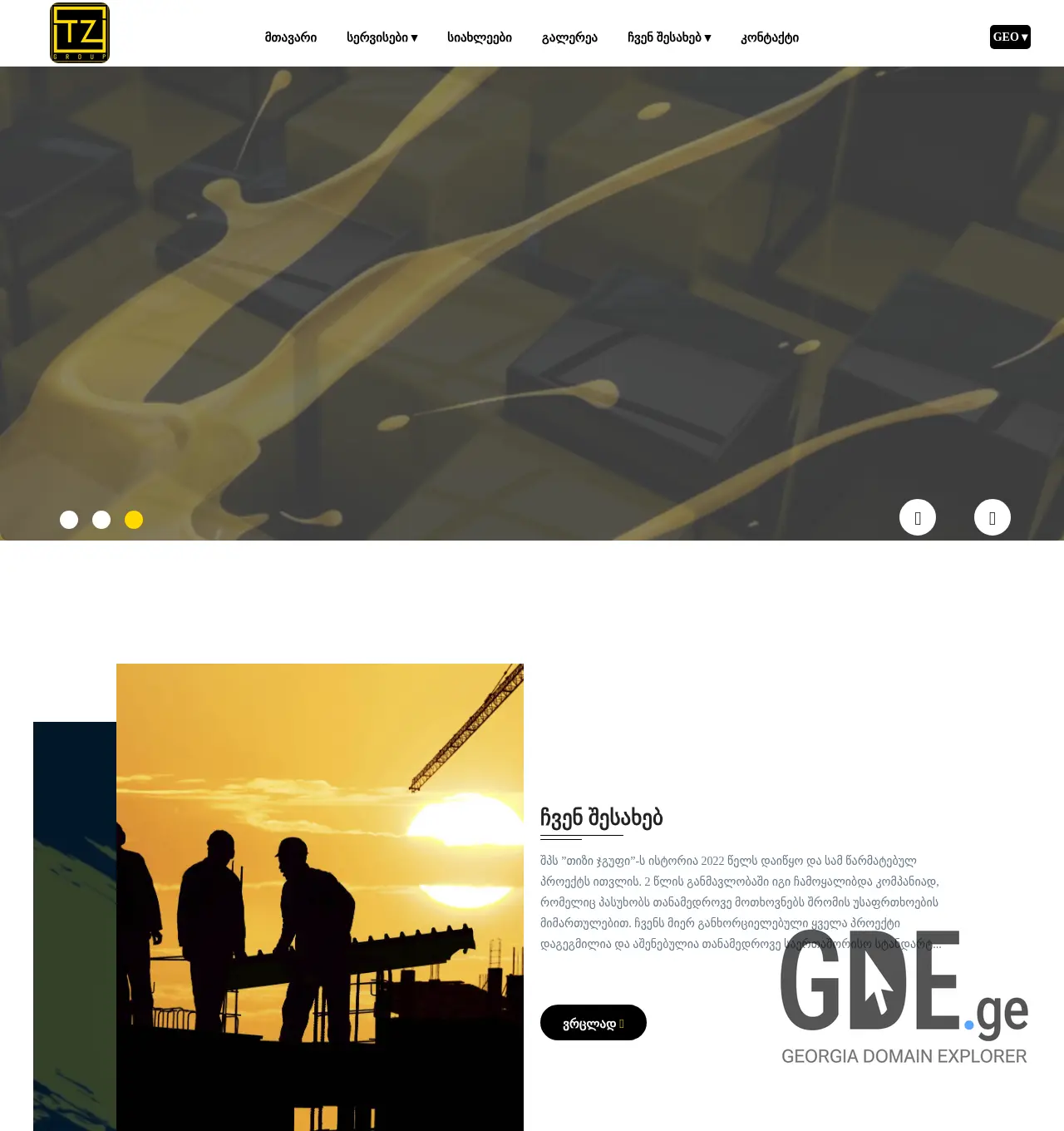 Screenshot of the site tzgroup.ge at 2025-12-03