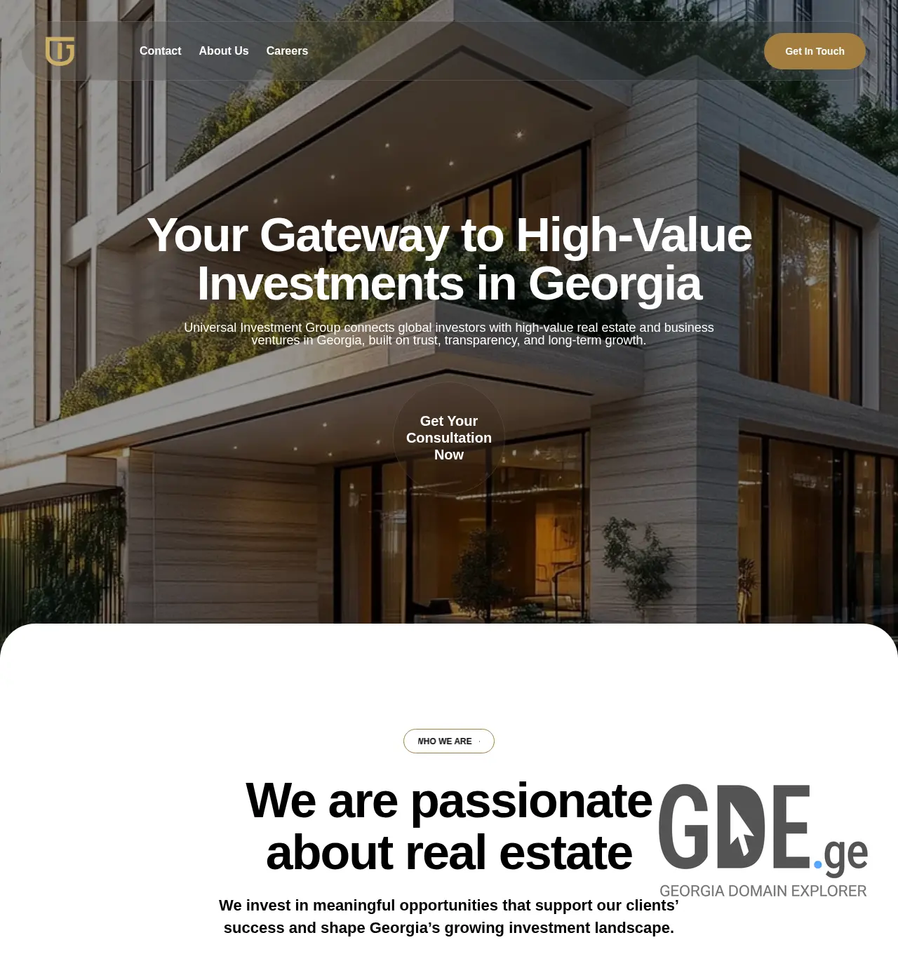 Screenshot of the site uiginvest.ge at 2025-12-06