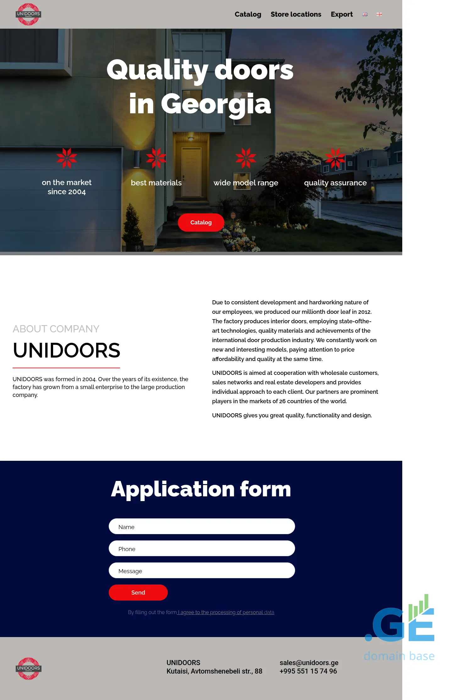 Screenshot of the site unidoors.ge