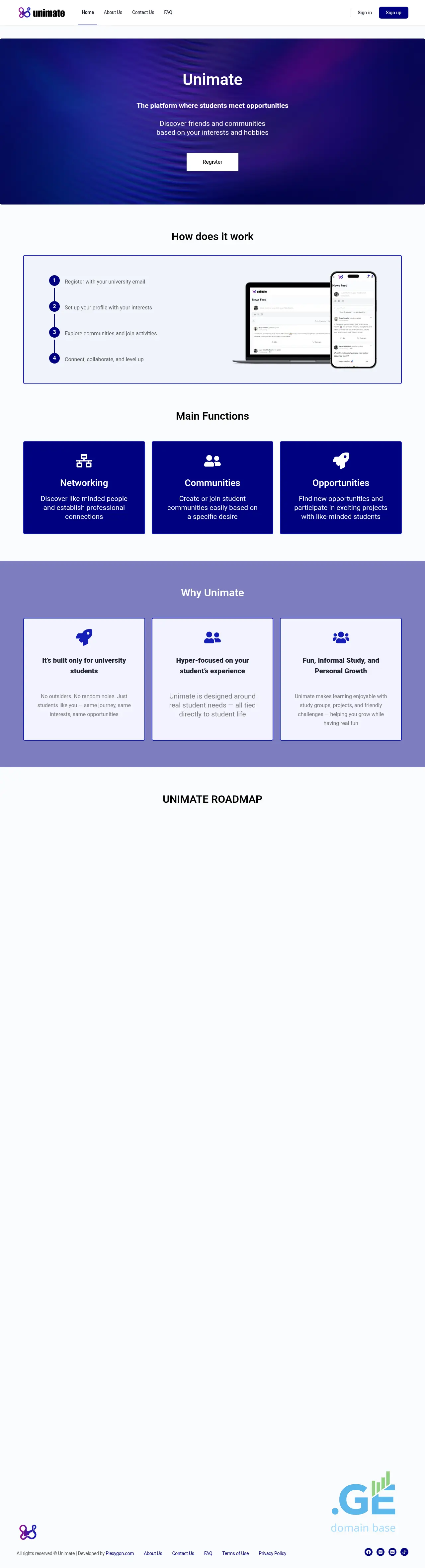 Screenshot of the site unimate.ge