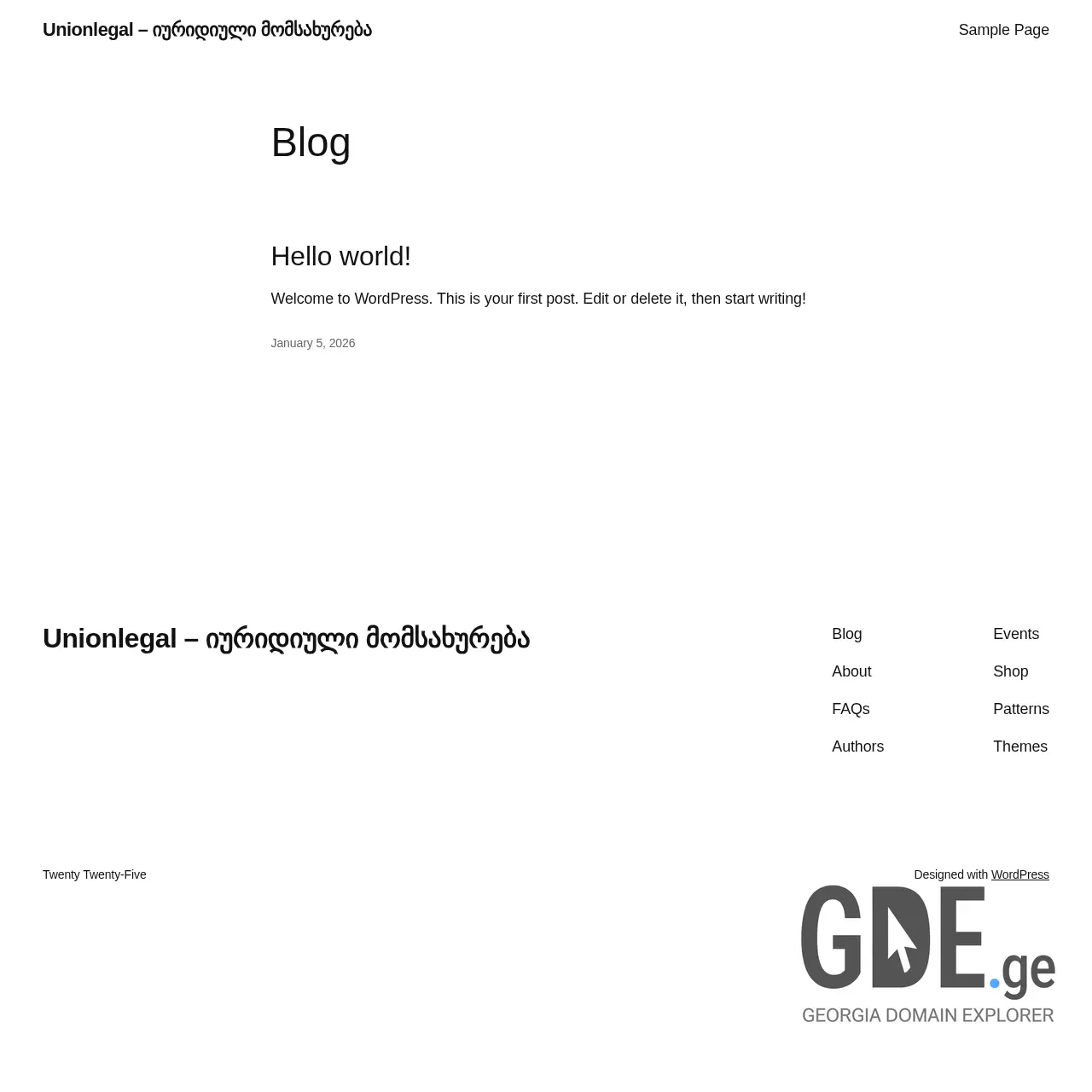 Screenshot of the site unionlegal.ge at 2026-01-06