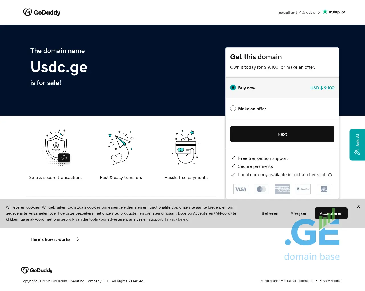 Screenshot of the site usdc.ge