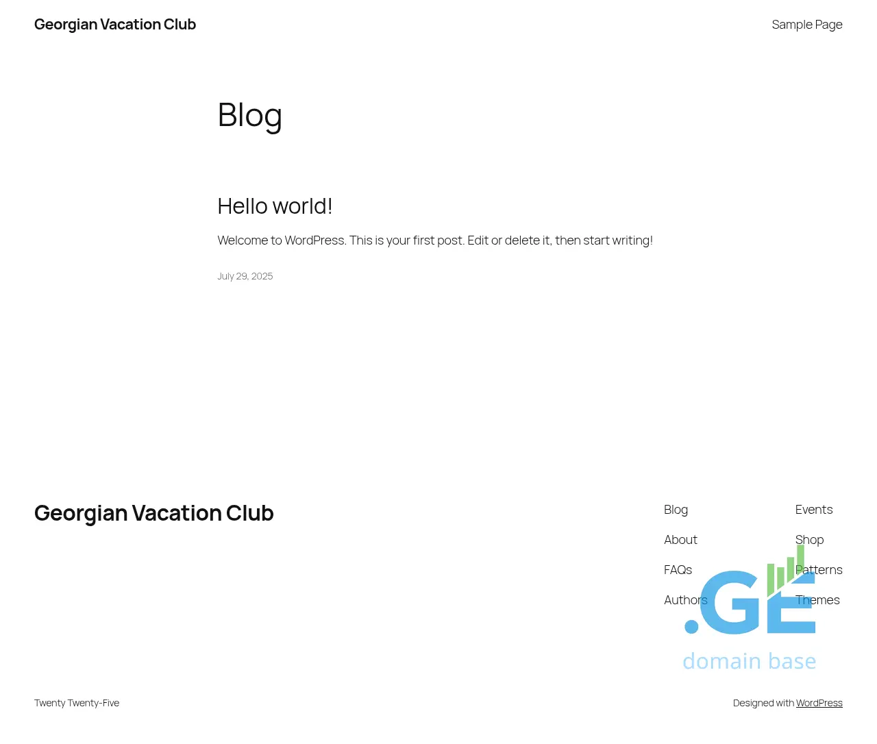Screenshot of the site vacationclub.ge