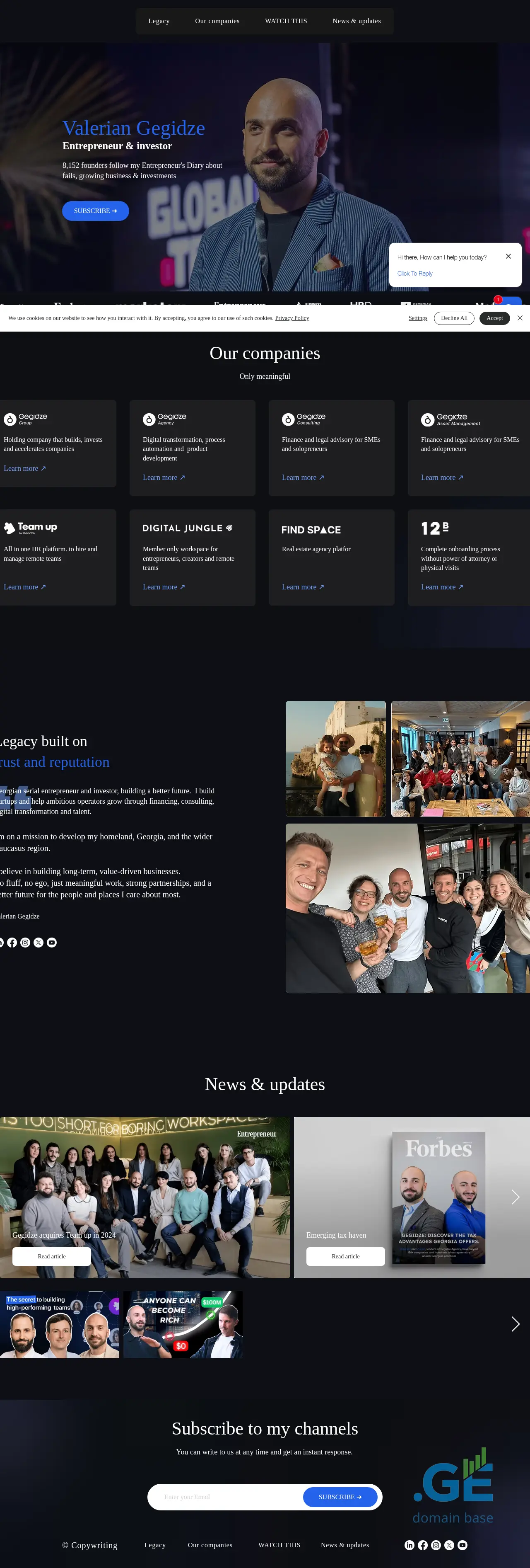 Screenshot of the site valeriangegidze.ge