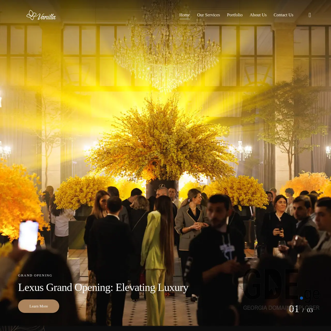 Screenshot of the site vanillaevents.ge at 2025-12-15