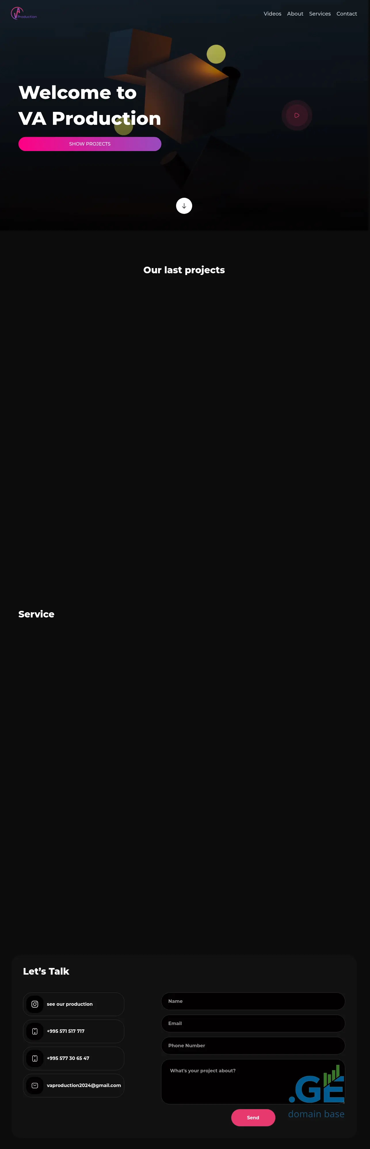 Screenshot of the site vaproduction.ge