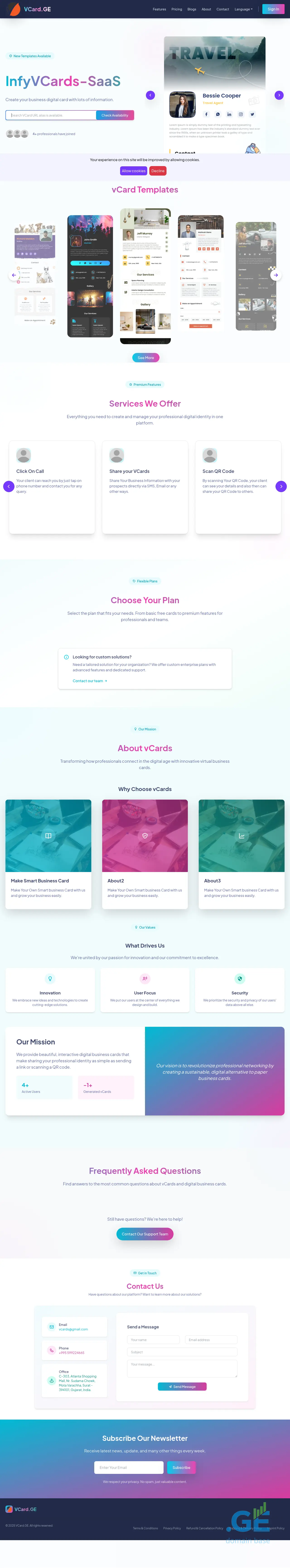 Screenshot of the site vcard.ge