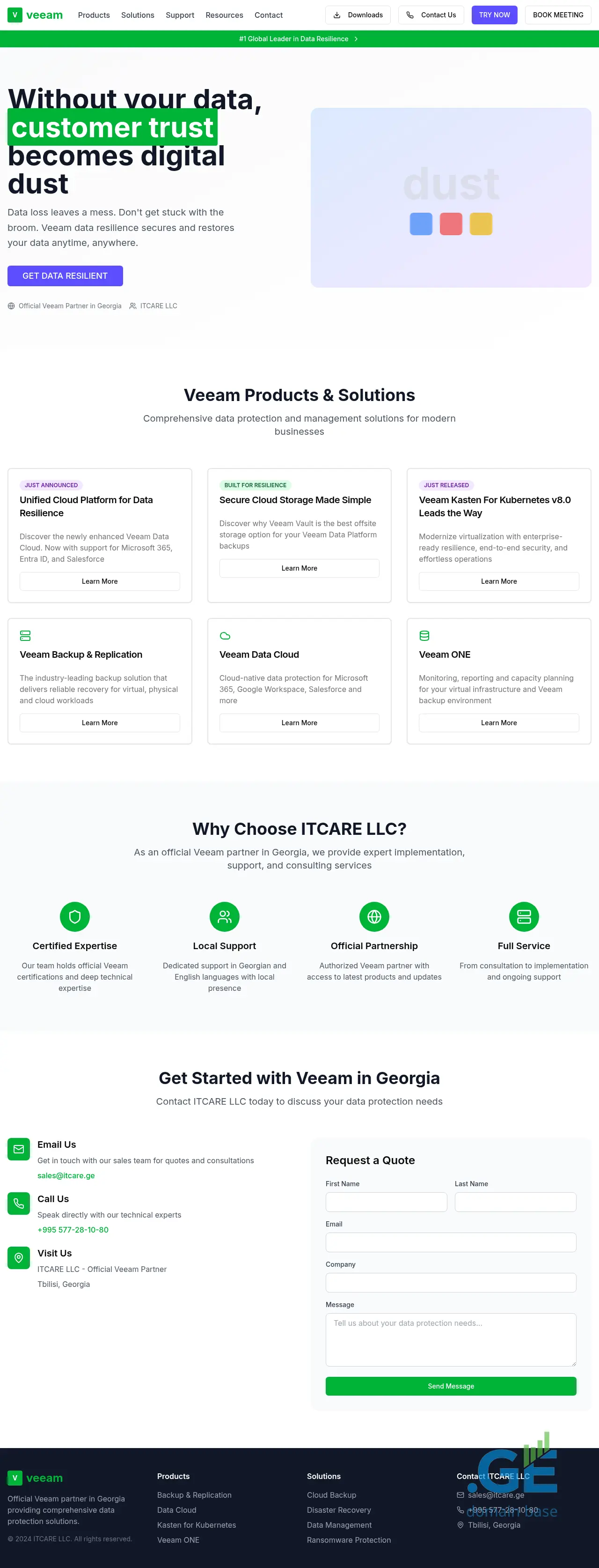 Screenshot of the site veeam.ge