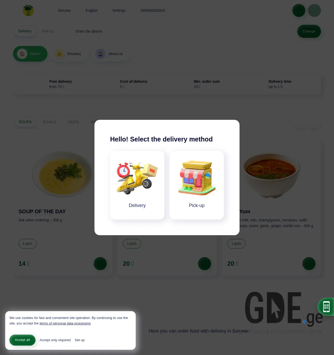 Screenshot of the site vegnbrocafe.ge at 2025-12-06
