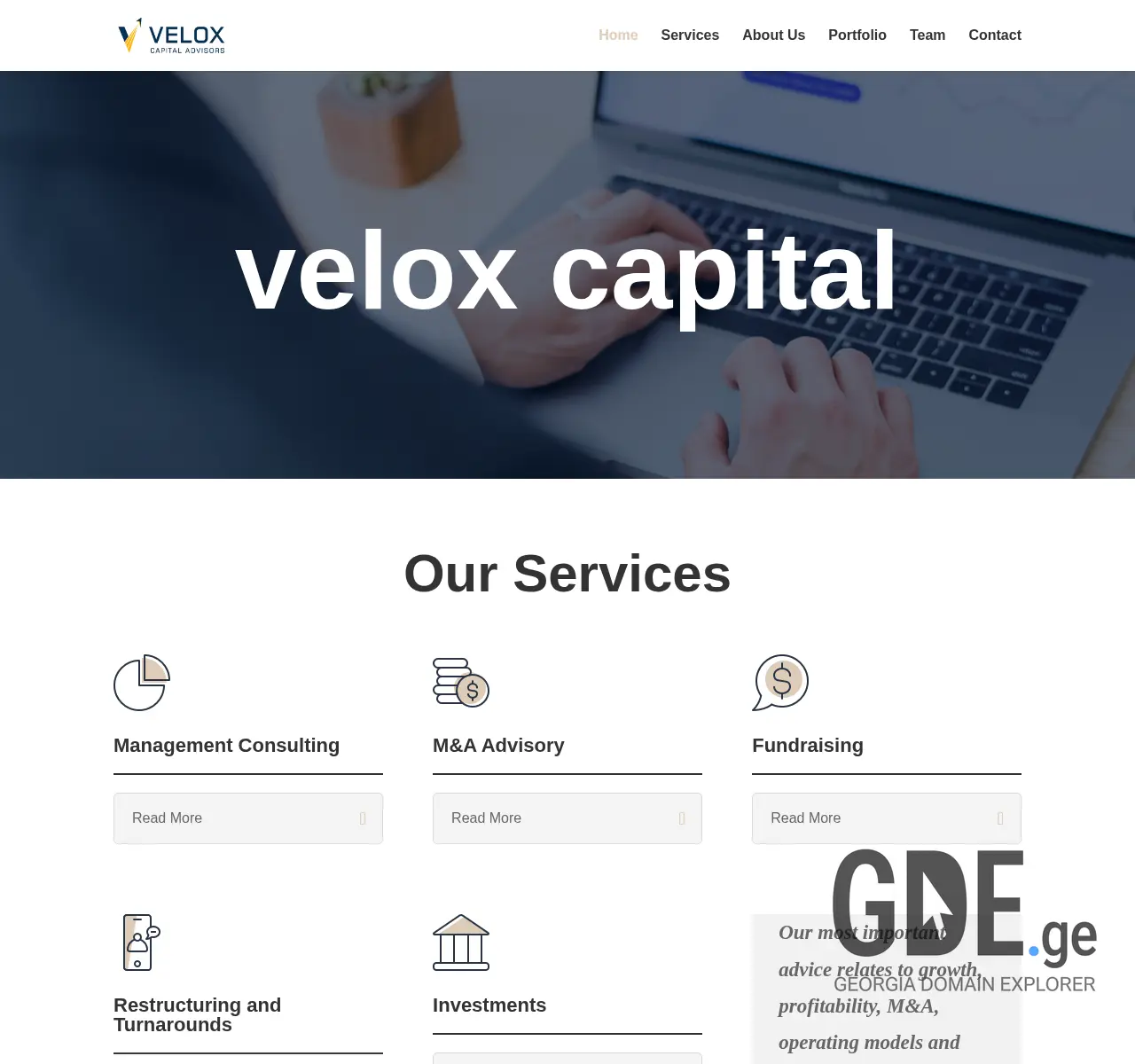 Screenshot of the site veloxcapital.ge at 2025-11-25