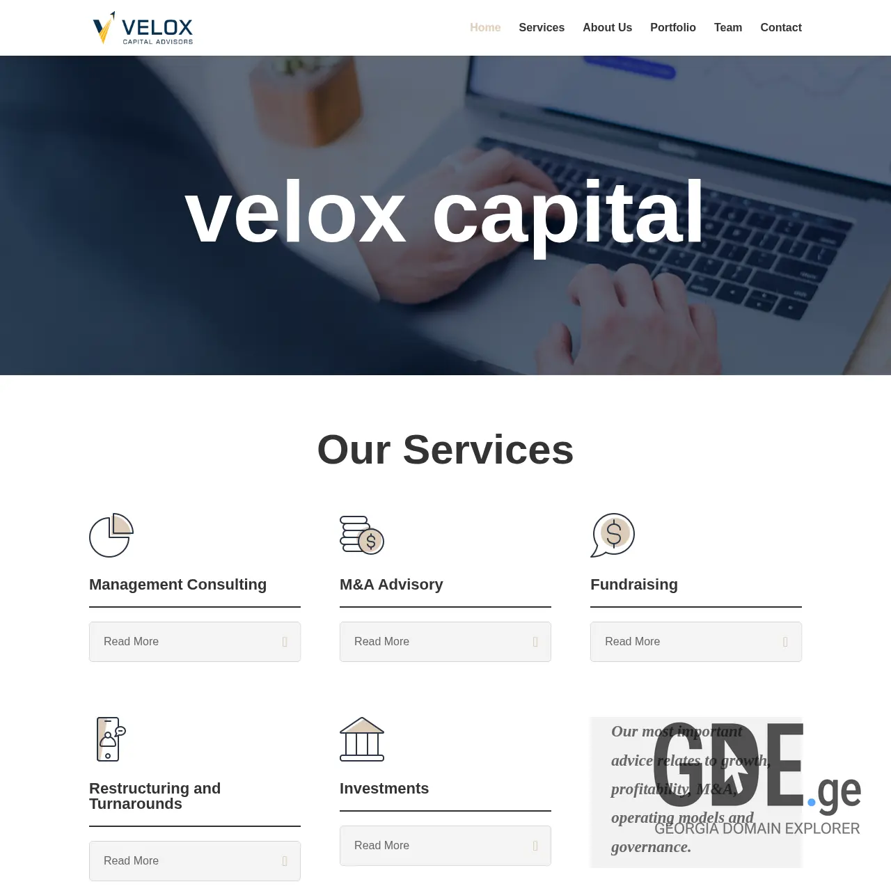 Screenshot of the site veloxcapital.ge at 2025-12-15