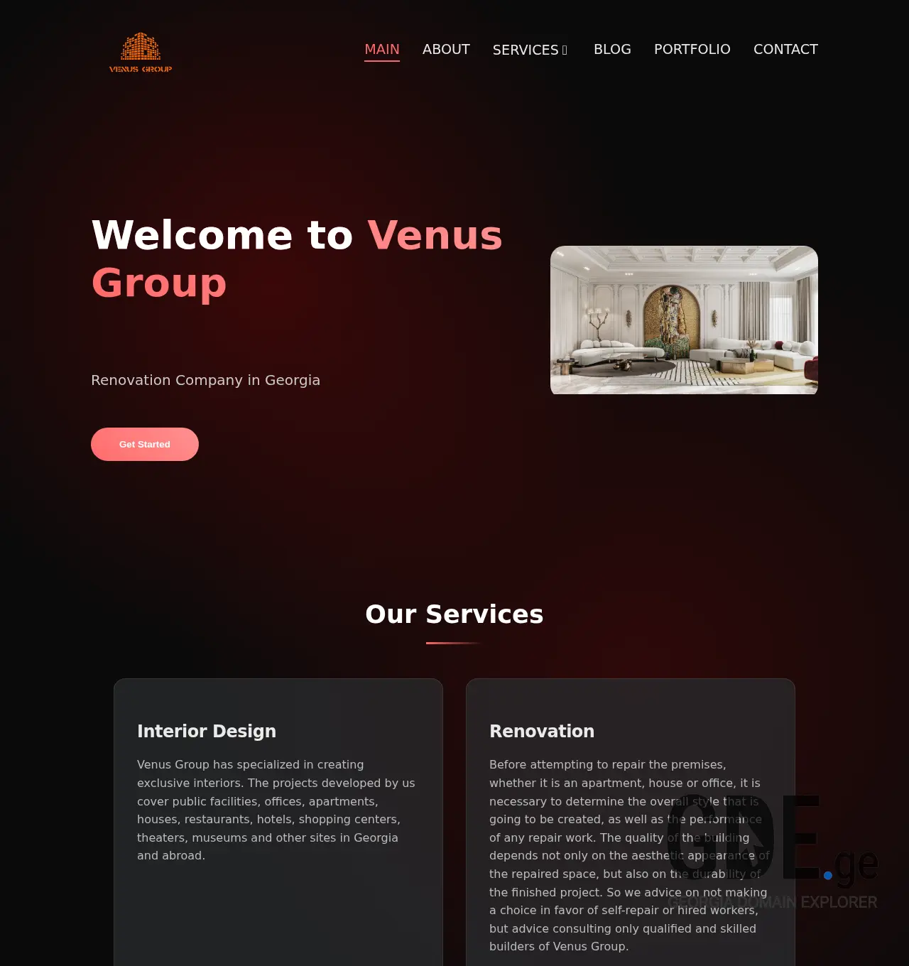 Screenshot of the site venusgroup.ge at 2025-12-03