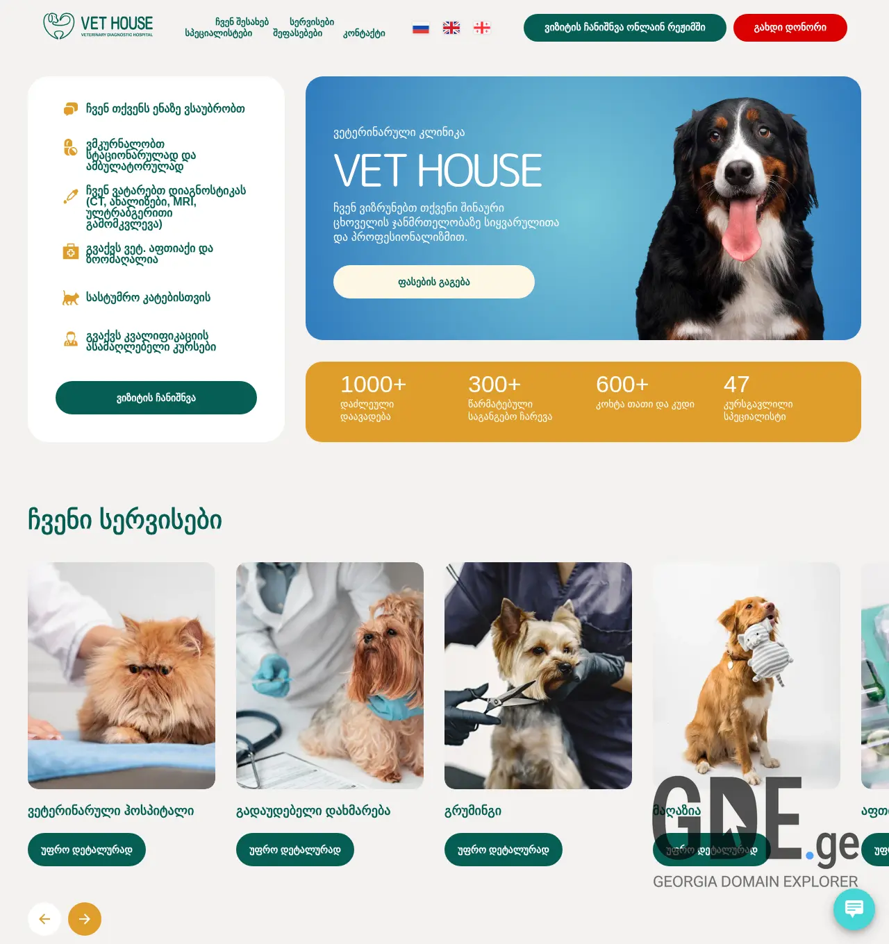 Screenshot of the site vethouse.ge at 2025-11-29