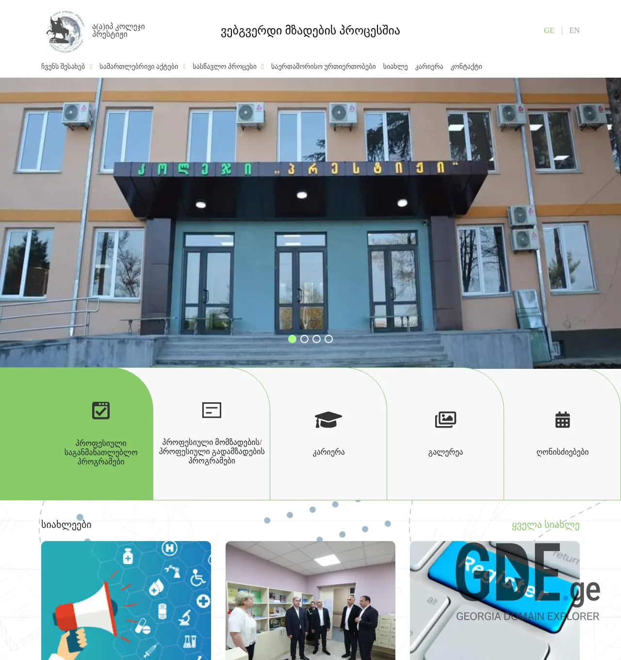 Screenshot of the site vetprestige.ge at 2025-11-30