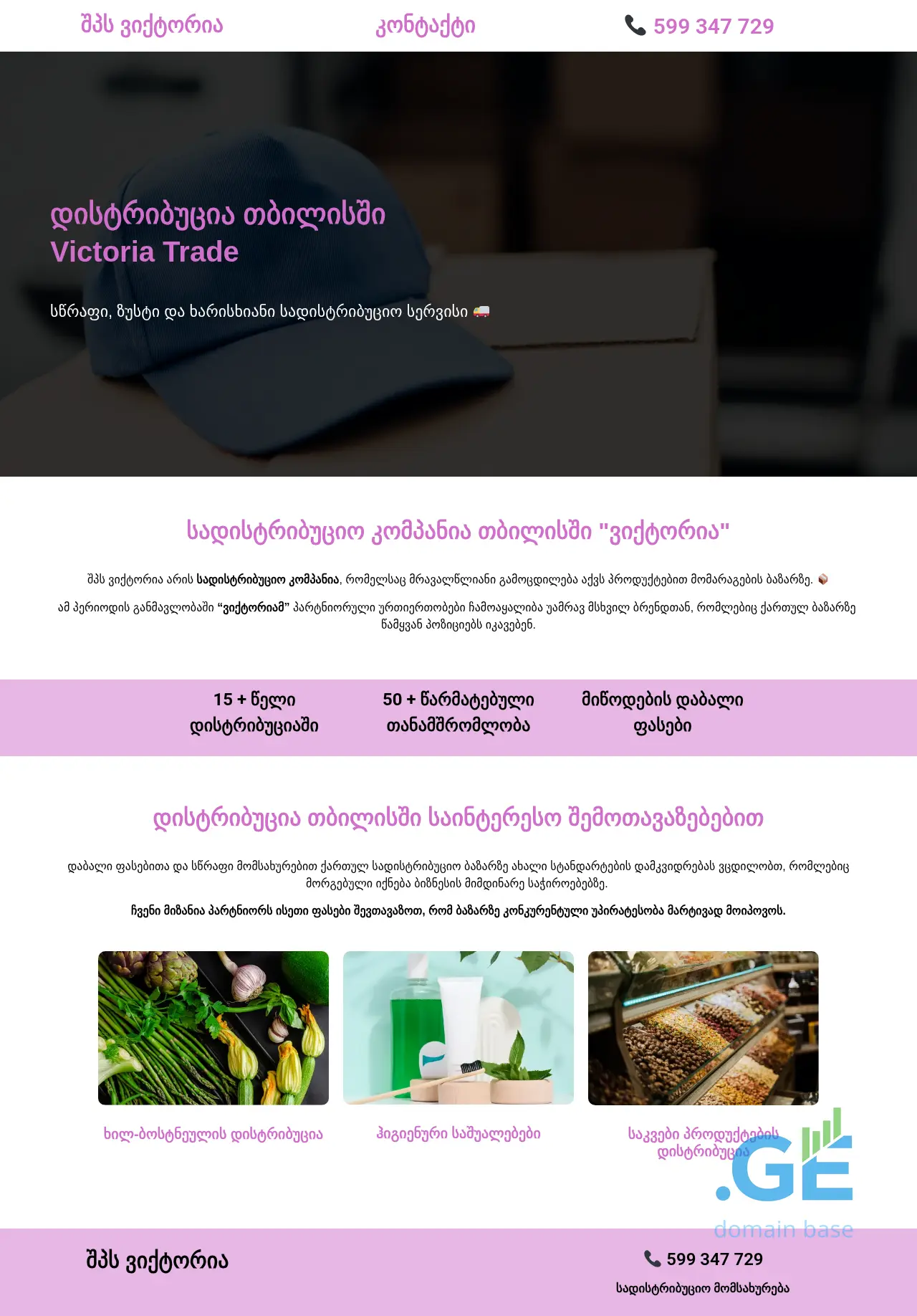 Screenshot of the site victoriatrade.ge