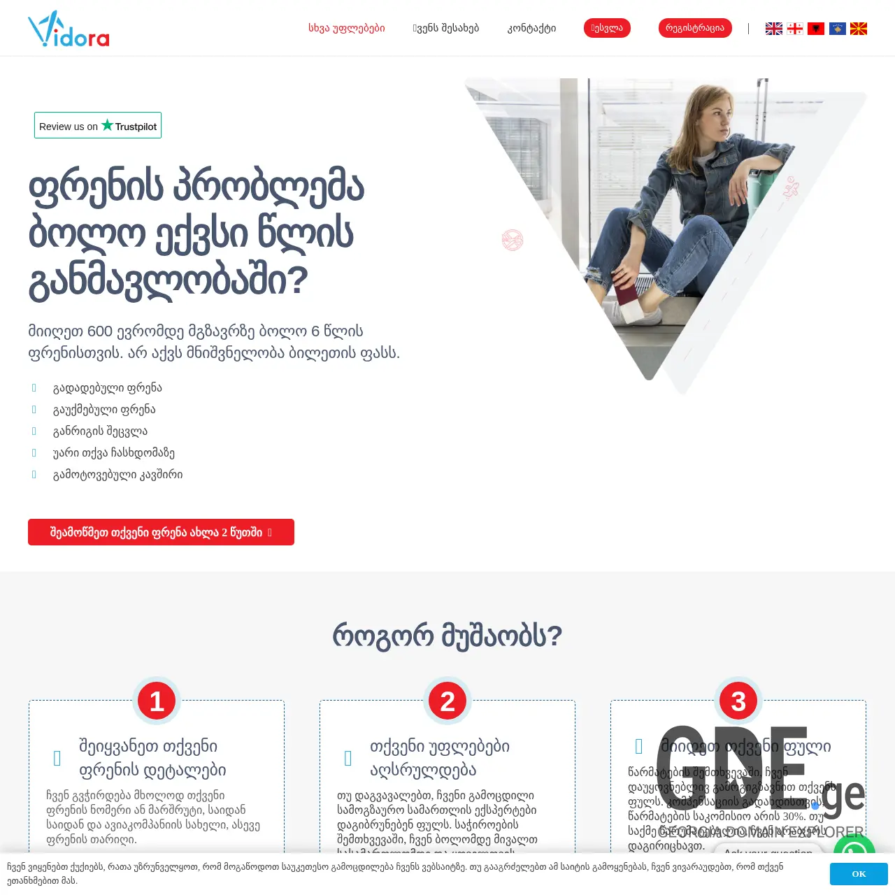Screenshot of the site vidora.ge at 2025-12-12