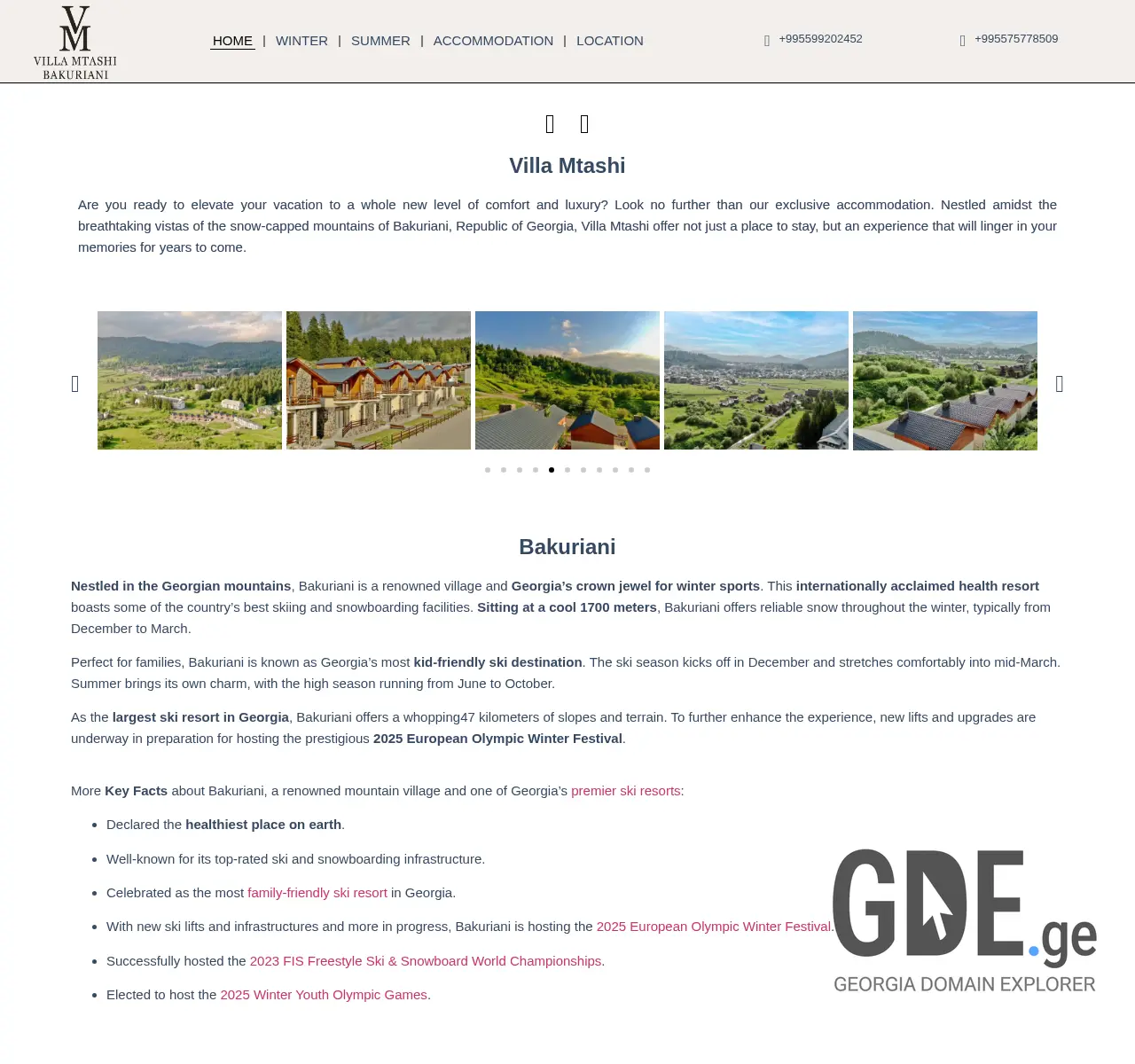 Screenshot of the site villamtashi.ge at 2025-11-25