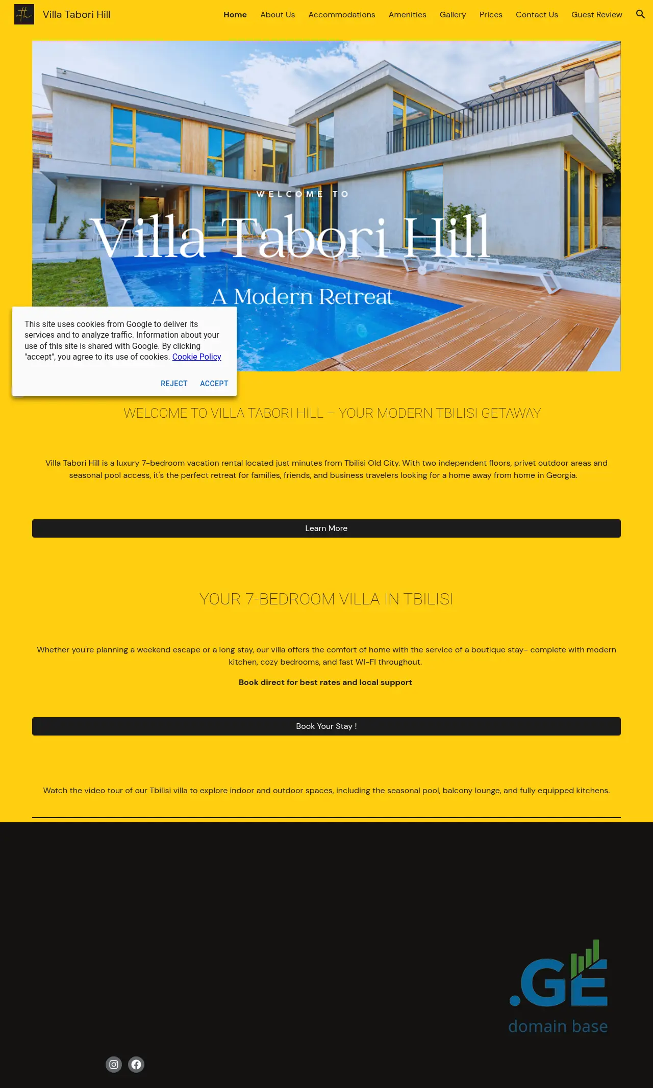 Screenshot of the site villataborihill.ge