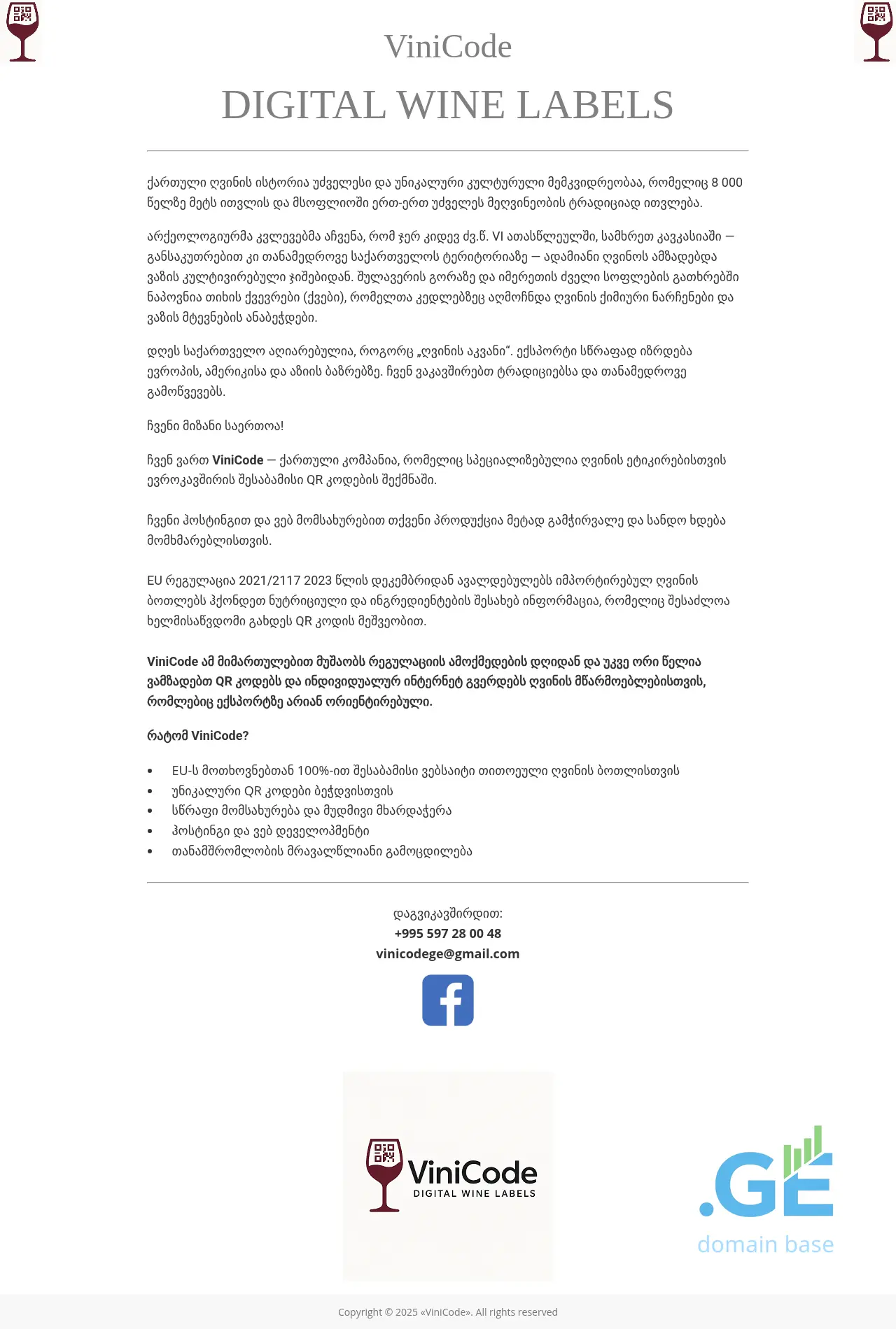 Screenshot of the site vinicode.ge