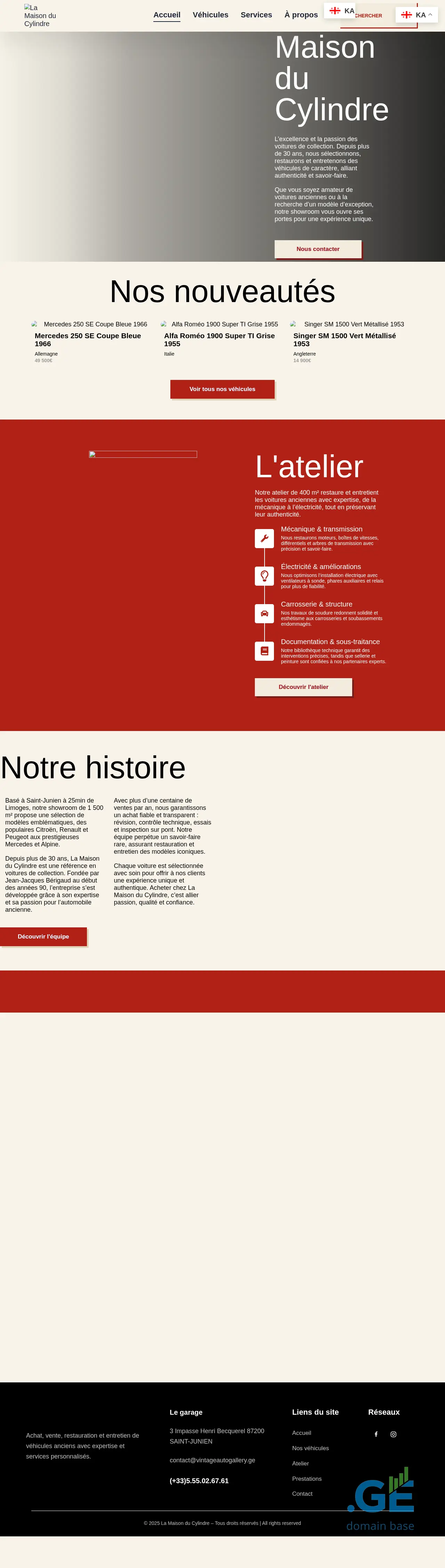 Screenshot of the site vintageautogallery.ge