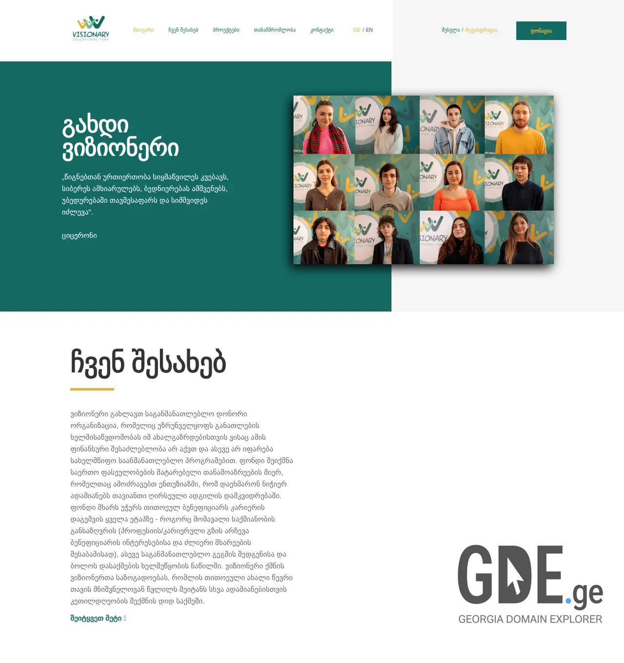 Screenshot of the site visionary.ge at 2025-12-03