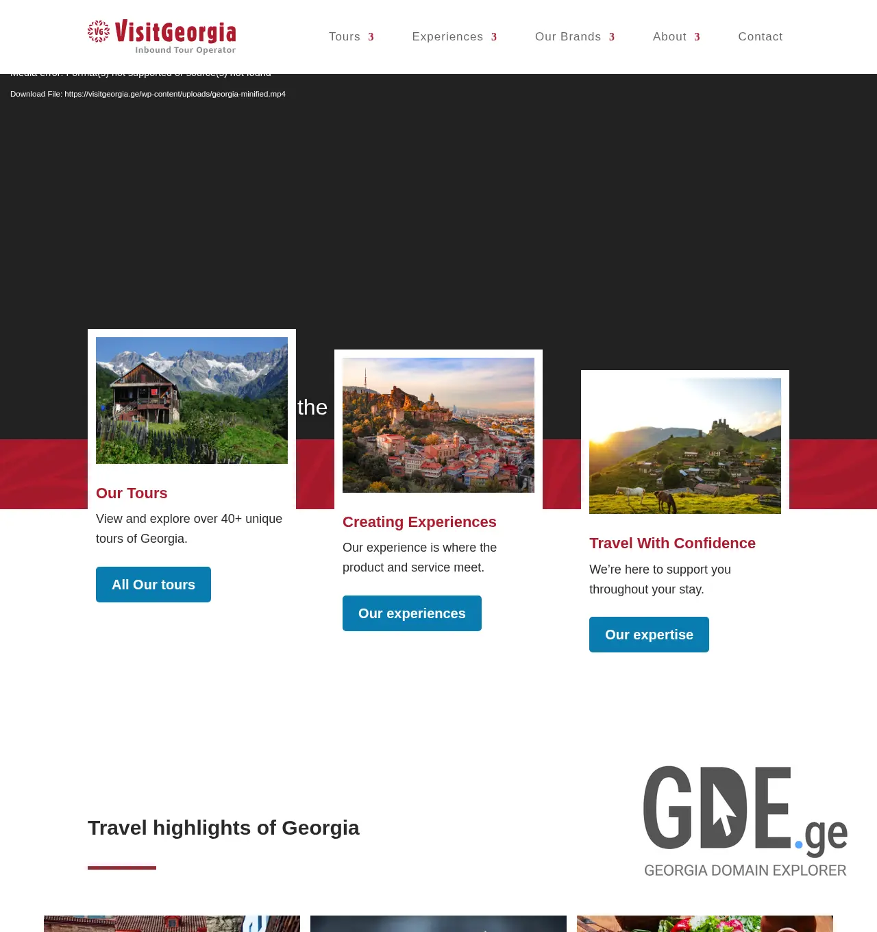 Screenshot of the site visitgeorgia.ge at 2025-11-29