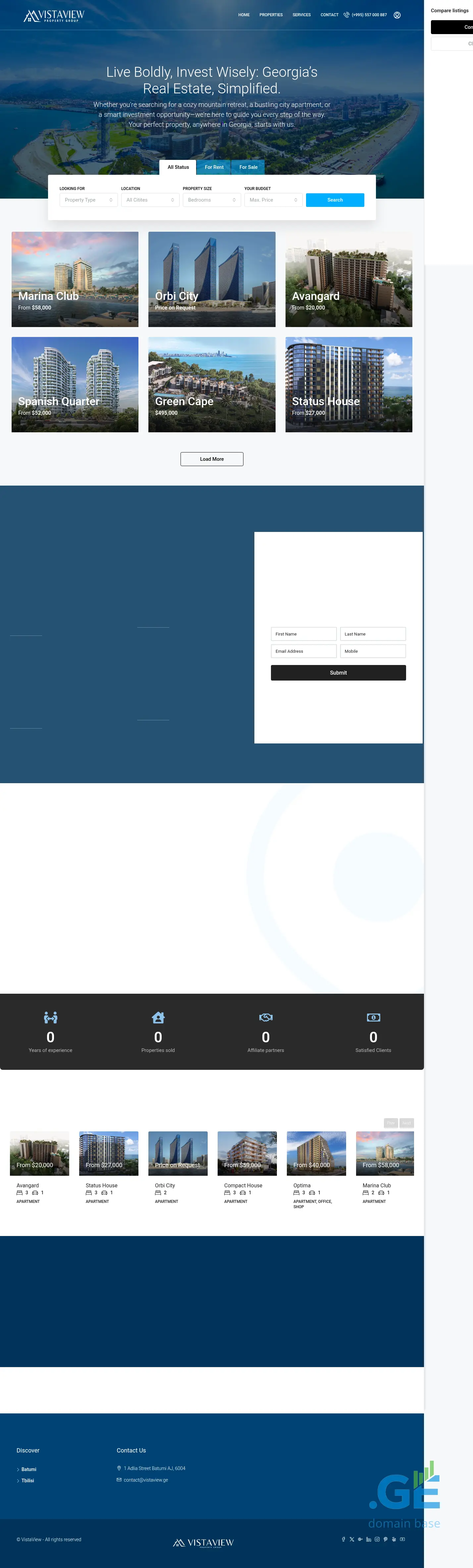 Screenshot of the site vistaview.ge