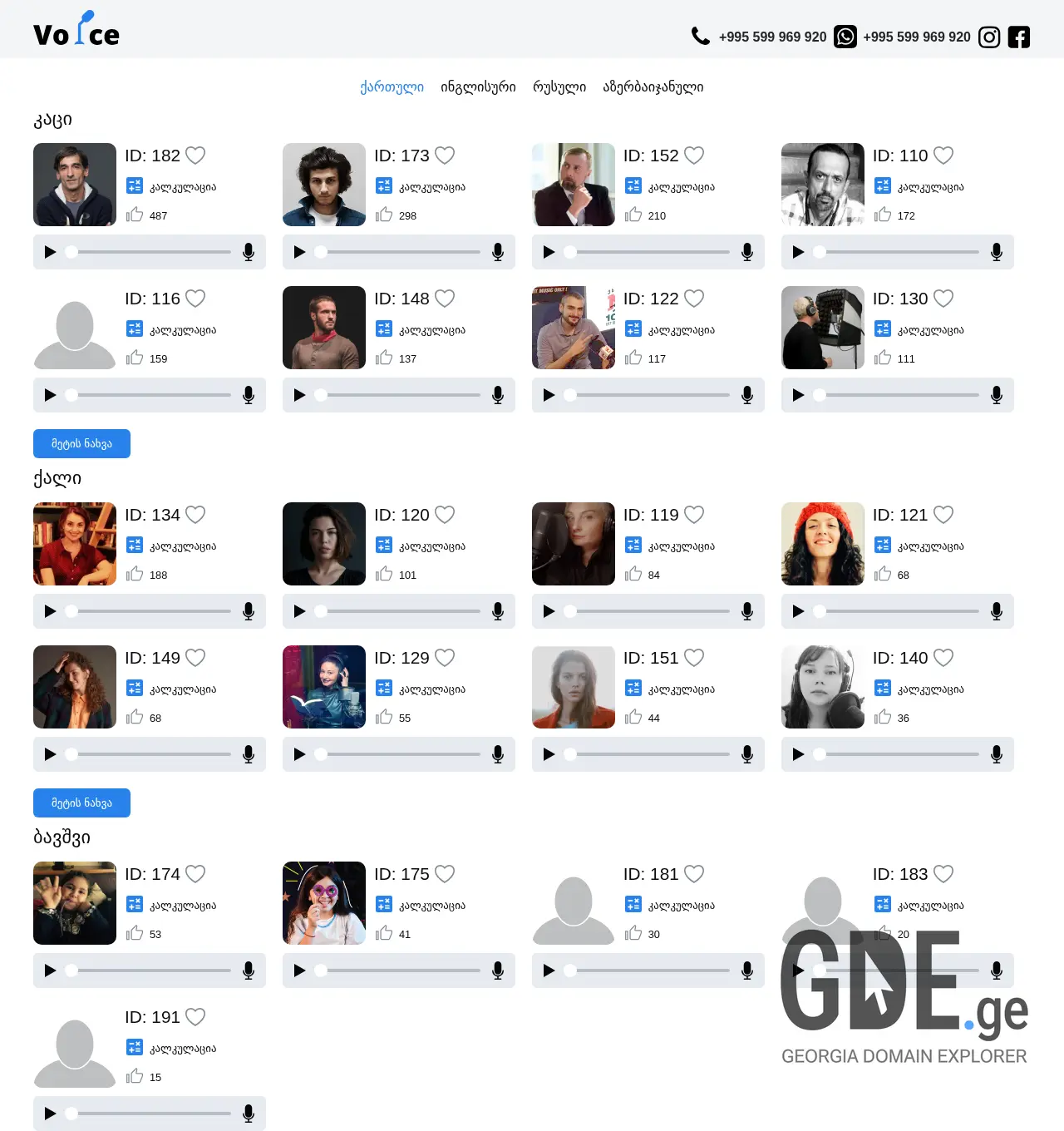 Screenshot of the site voice.ge at 2025-11-29