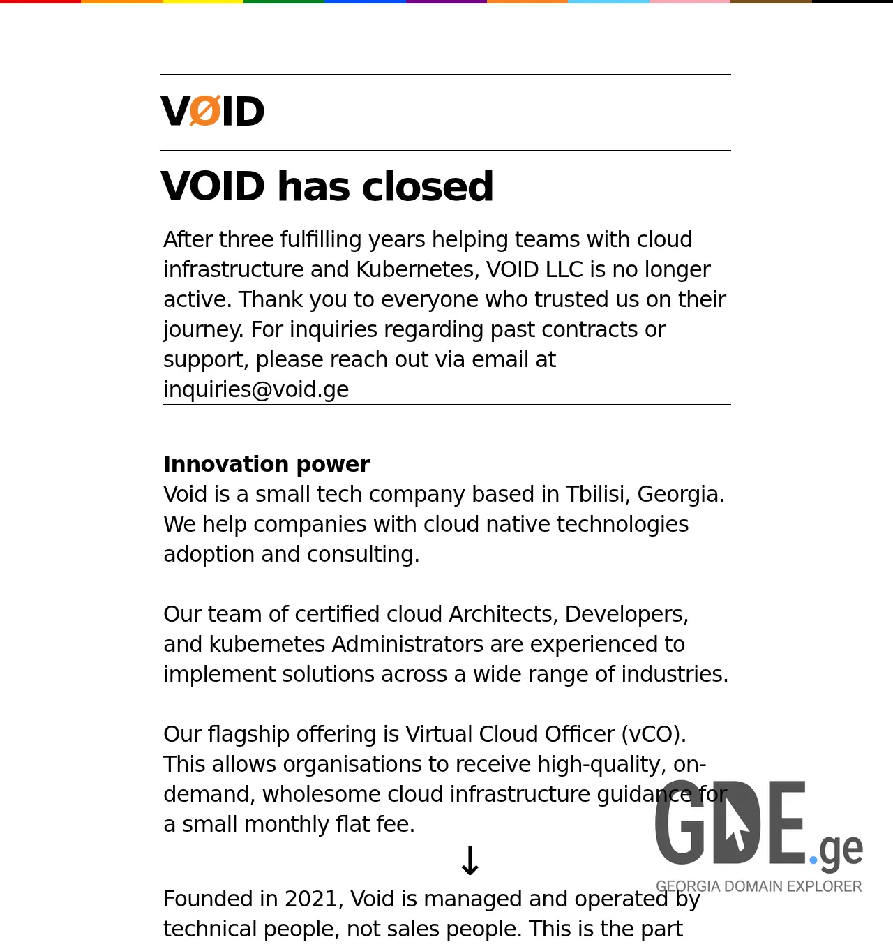 Screenshot of the site void.ge at 2025-11-30