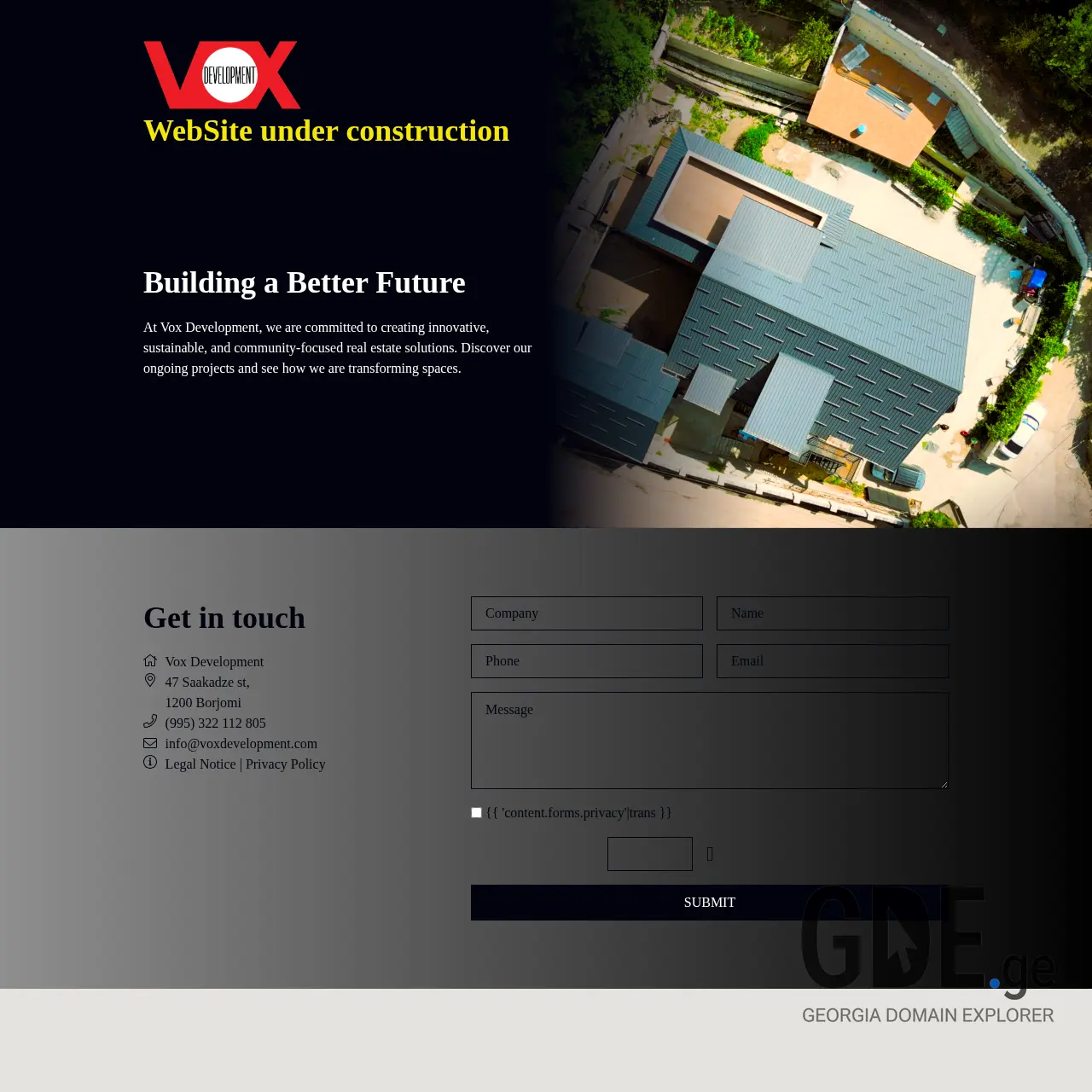 Screenshot of the site voxdevelopment.ge at 2025-12-11