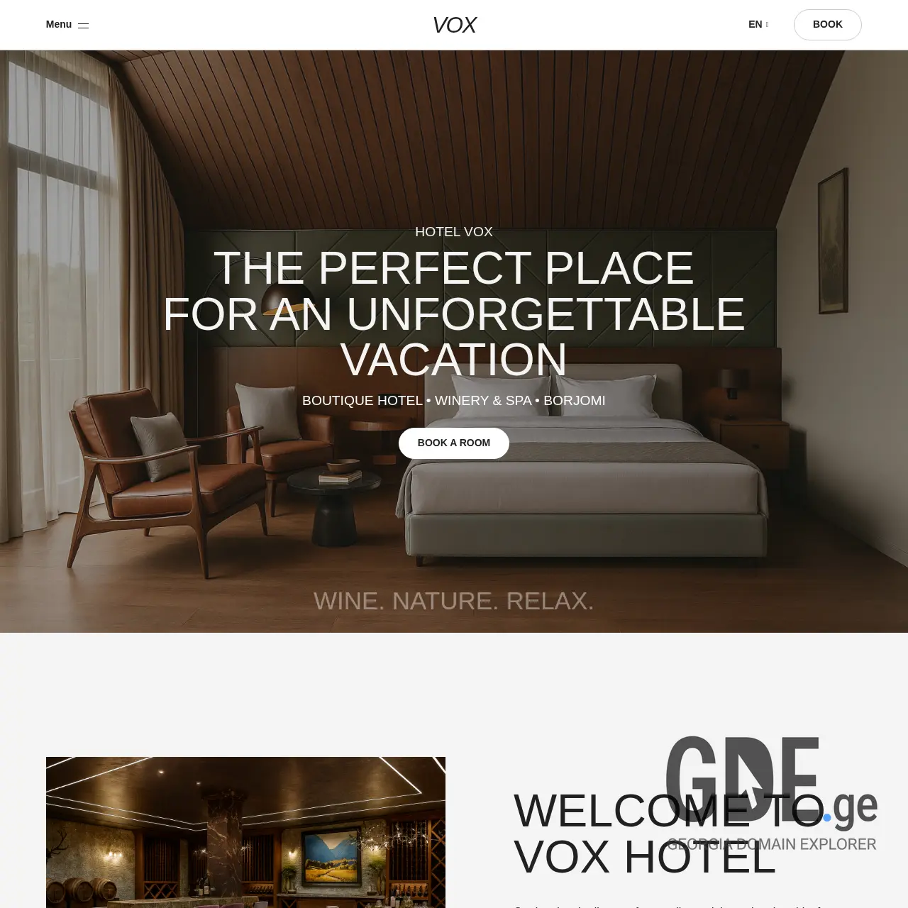 Screenshot of the site voxhotel.ge at 2025-12-15