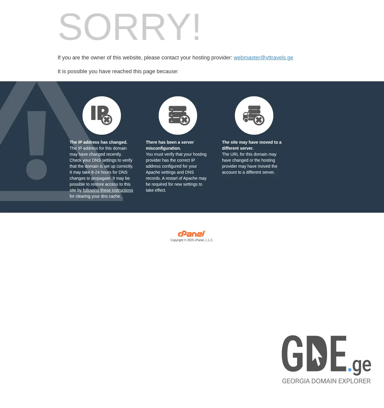 Screenshot of the site vttravels.ge at 2025-12-06